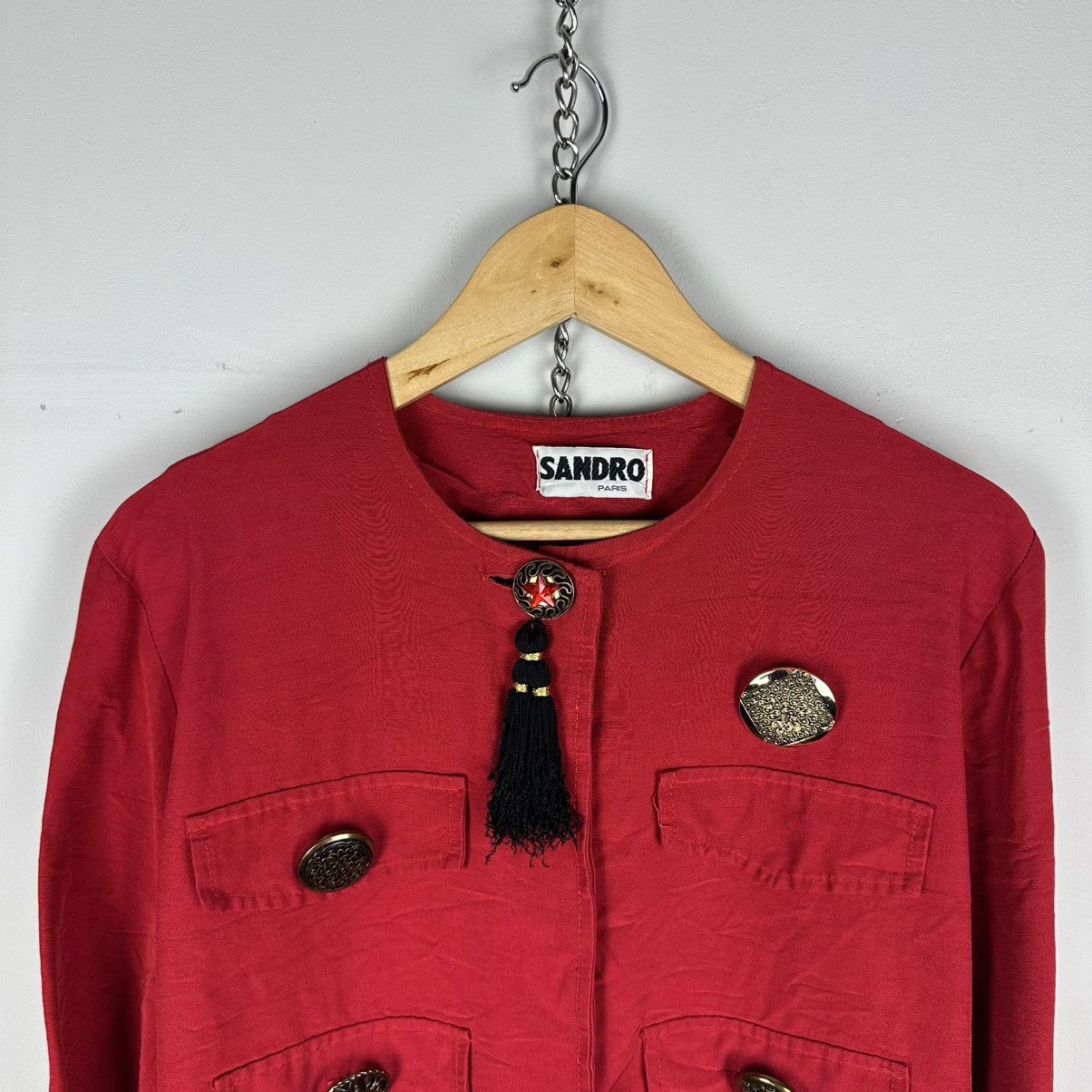 Sandro Vintage Rare Sandro 80’s Red Napaleon Cropped Blazer Size M / US 6-8 / IT 42-44 - 3 Thumbnail