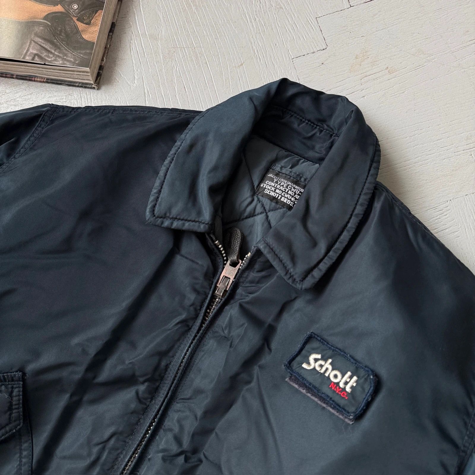 Schott Vintage Schott NYC Cwu Bomber Jacket Navy Blue Size US S / EU 44-46 / 1 - 4 Thumbnail