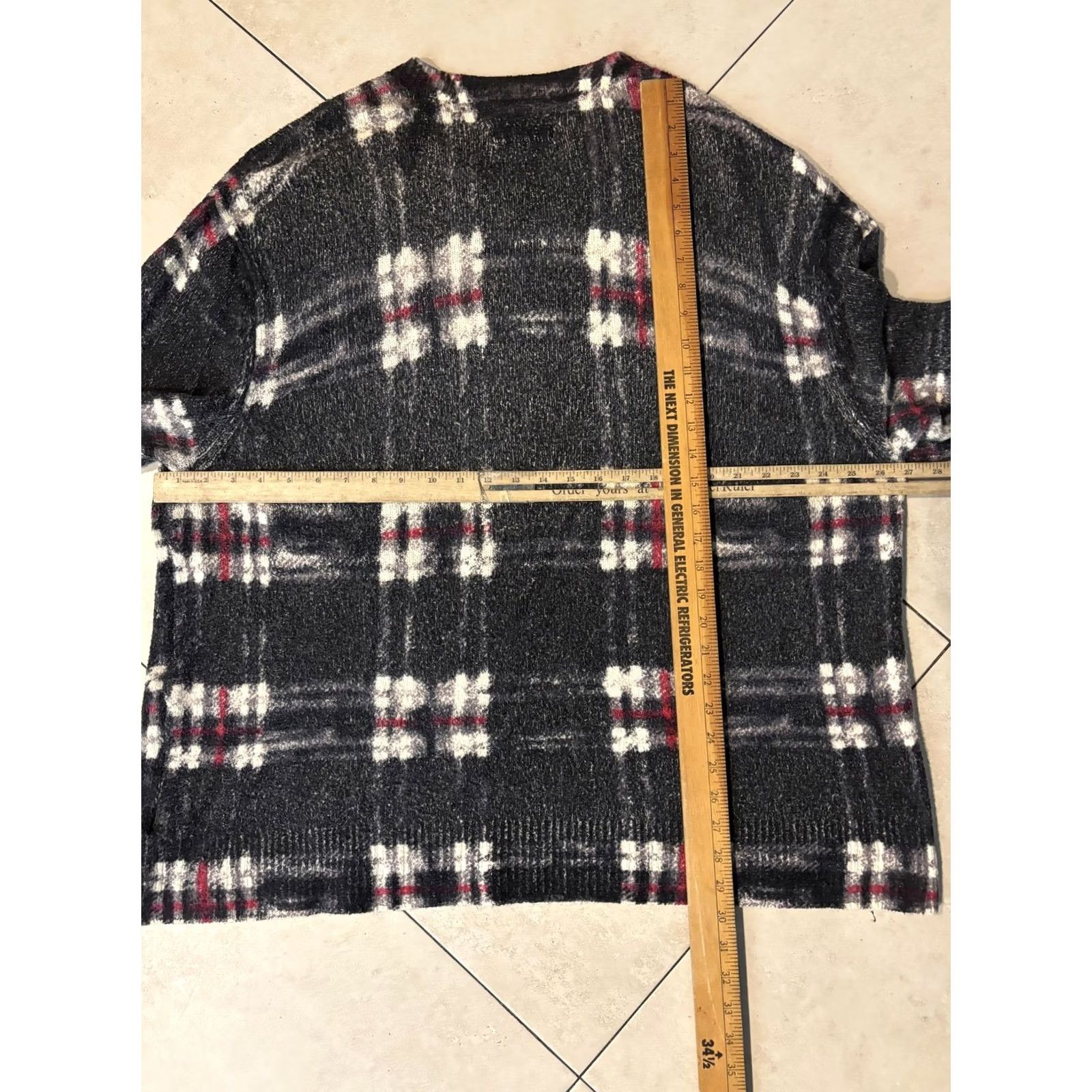 Allsaints AllSaints Sweater Womens XL Gray Plaid Oversized Crewneck Knit Pullover Size XL / US 12-14 / IT 48-50 - 6 Thumbnail