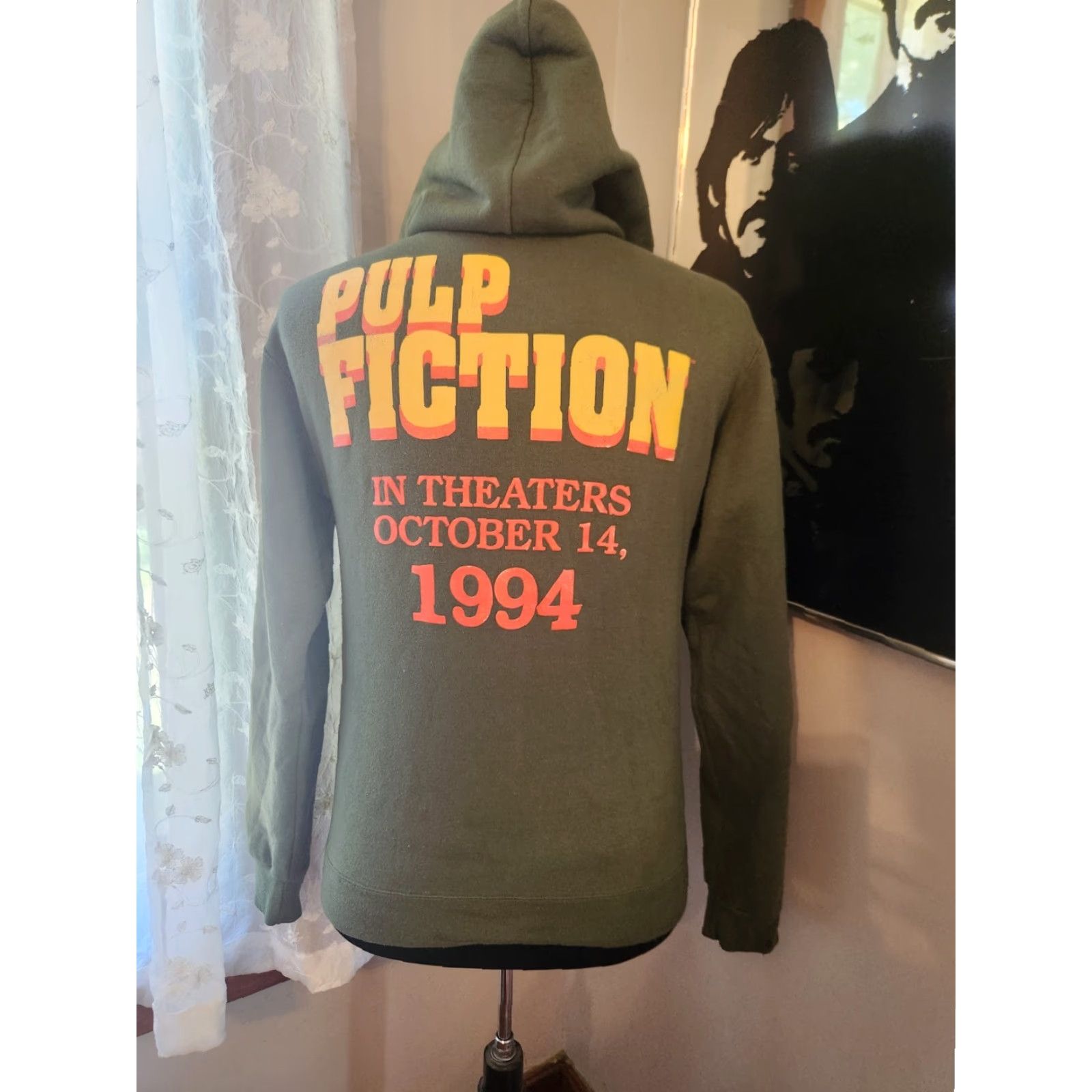 Vintage Pulp Fiction Hoodie Adult S Army Green Logo Pulp Fiction Movie Retro Pullover Sweatshirt Men's Small Size SJ2024 Size US S / EU 44-46 / 1 - 7 Thumbnail