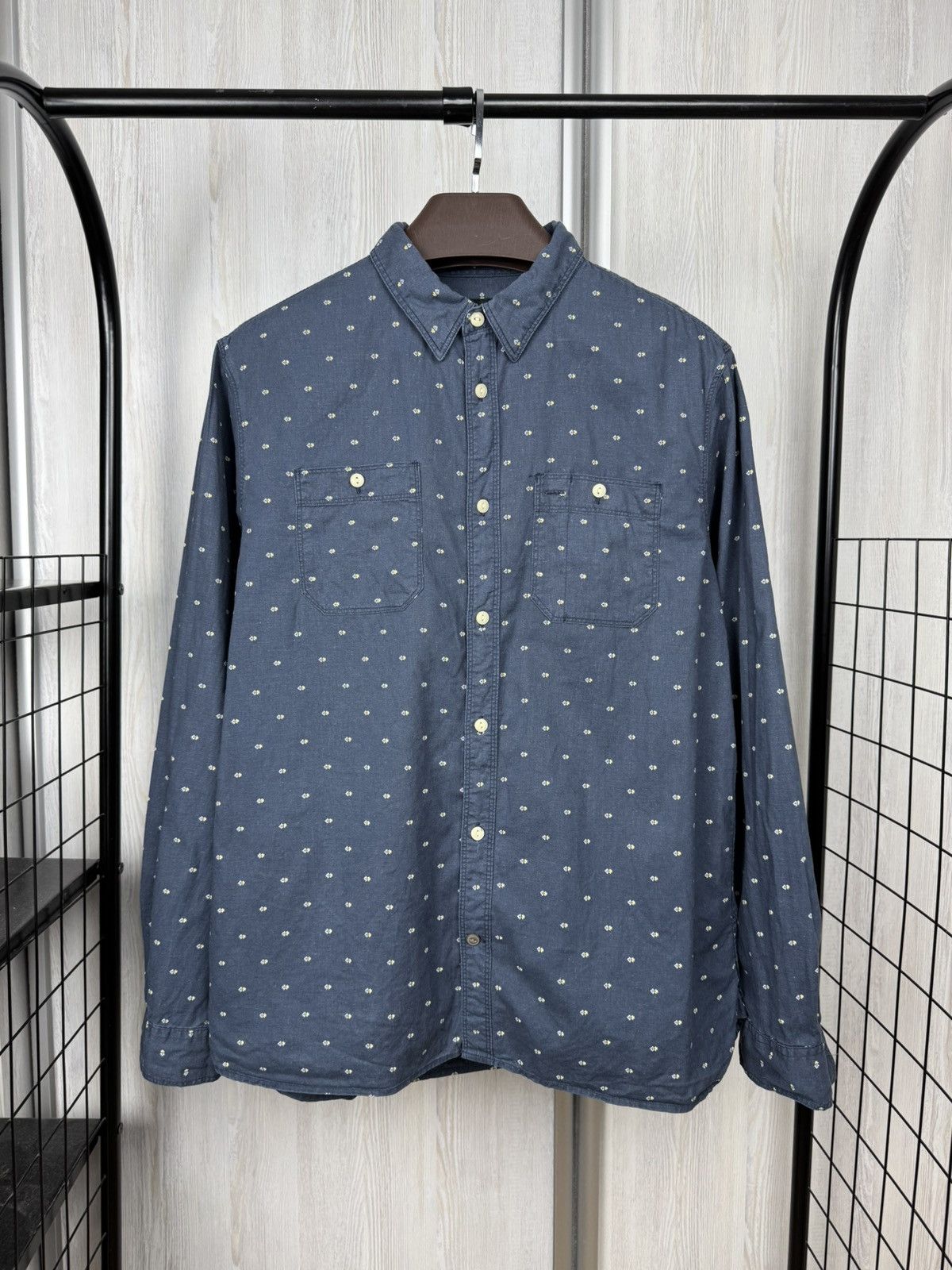 Allsaints Allsaints Casual Shirt Blue Alnico Long Sleeve Linen Cotton Size US L / EU 52-54 / 3 - 1 Thumbnail