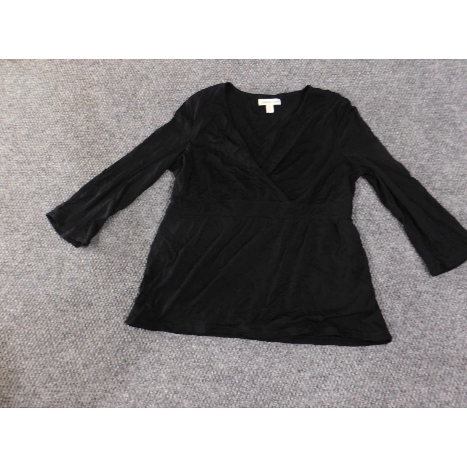 Coldwater Creek VINTAGE Coldwater Creek Shirt Womens Medium Black 3/4 Sleeve V-Neck Lined Wrap Tunic Blouse Mens? Wait not. Size M / US 6-8 / IT 42-44 - 2 Thumbnail