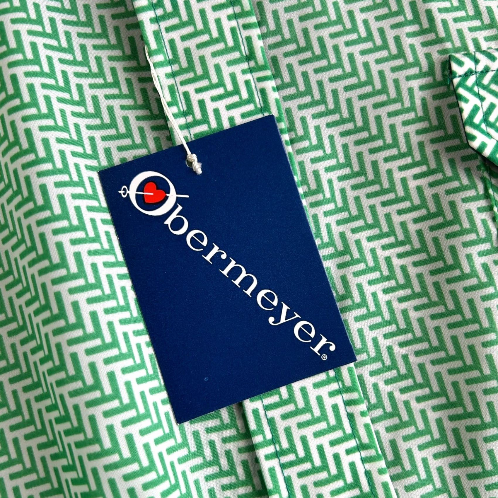 Obermeyer VINTAGE Obermeyer Button-Up Shirt NEW L Green Zig Zag Pattern 70's 80's Mens Long Sleeve Collared Cotton Nylon Blend Size US L / EU 52-54 / 3 - 2 Thumbnail