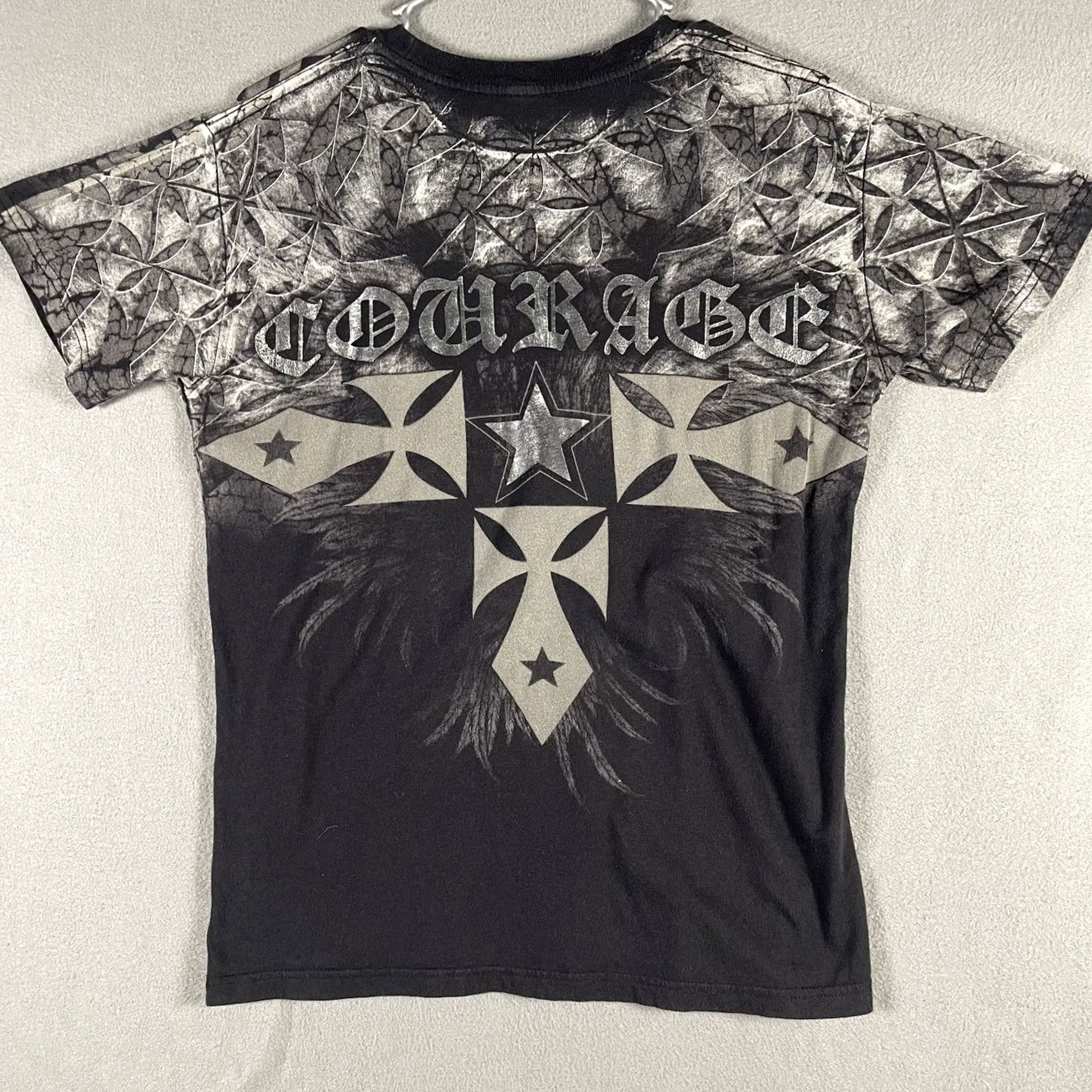 Vintage XZAVIER Faith Pride Courage Eagle Wings Cross T-Shirt Size Medium Black Cotton Crew Neck Short Sleeve Men Graphic Print 2000s Rock Hip Hop Gothic Y2K Size US M / EU 48-50 / 2 - 3 Thumbnail