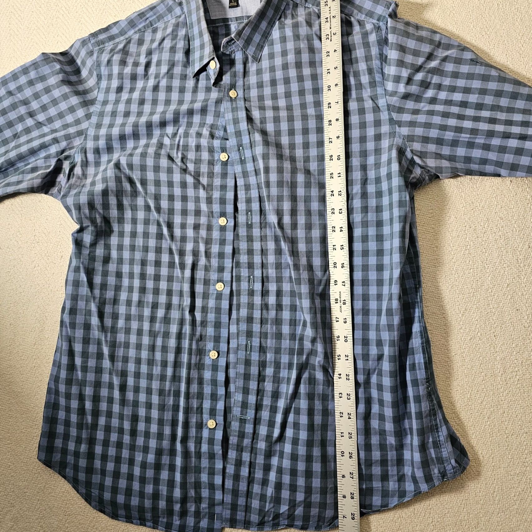 Banana Republic Banana Republic Men's L Shirt Button-Up Slim Fit Blue Check Casual Travel Workwear Size US L / EU 52-54 / 3 - 4 Thumbnail