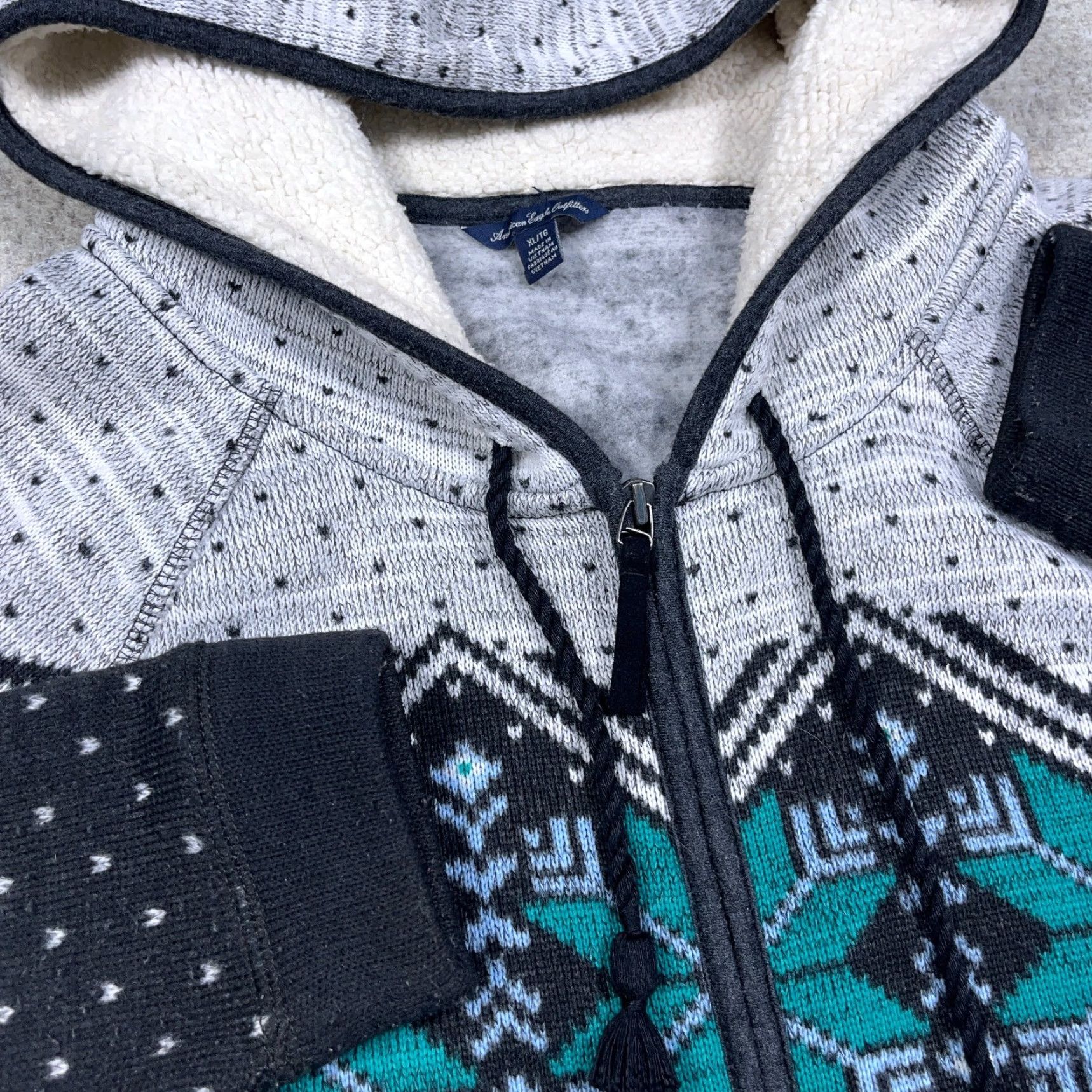 American Eagle Outfitters Vintage American Eagle Hoodie Women XL Full Zip Jacket Sherpa Lined Hood Y2K Size L / US 10 / IT 46 - 4 Thumbnail
