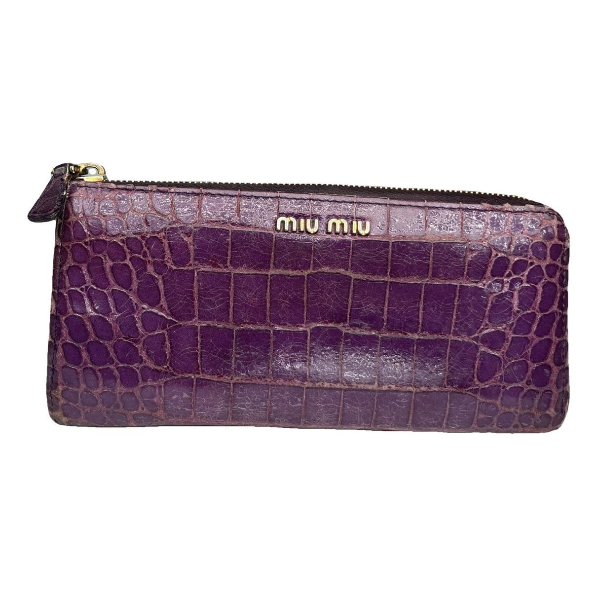 Miu Miu Purple Leather Wallet Size ONE SIZE - 1 Thumbnail