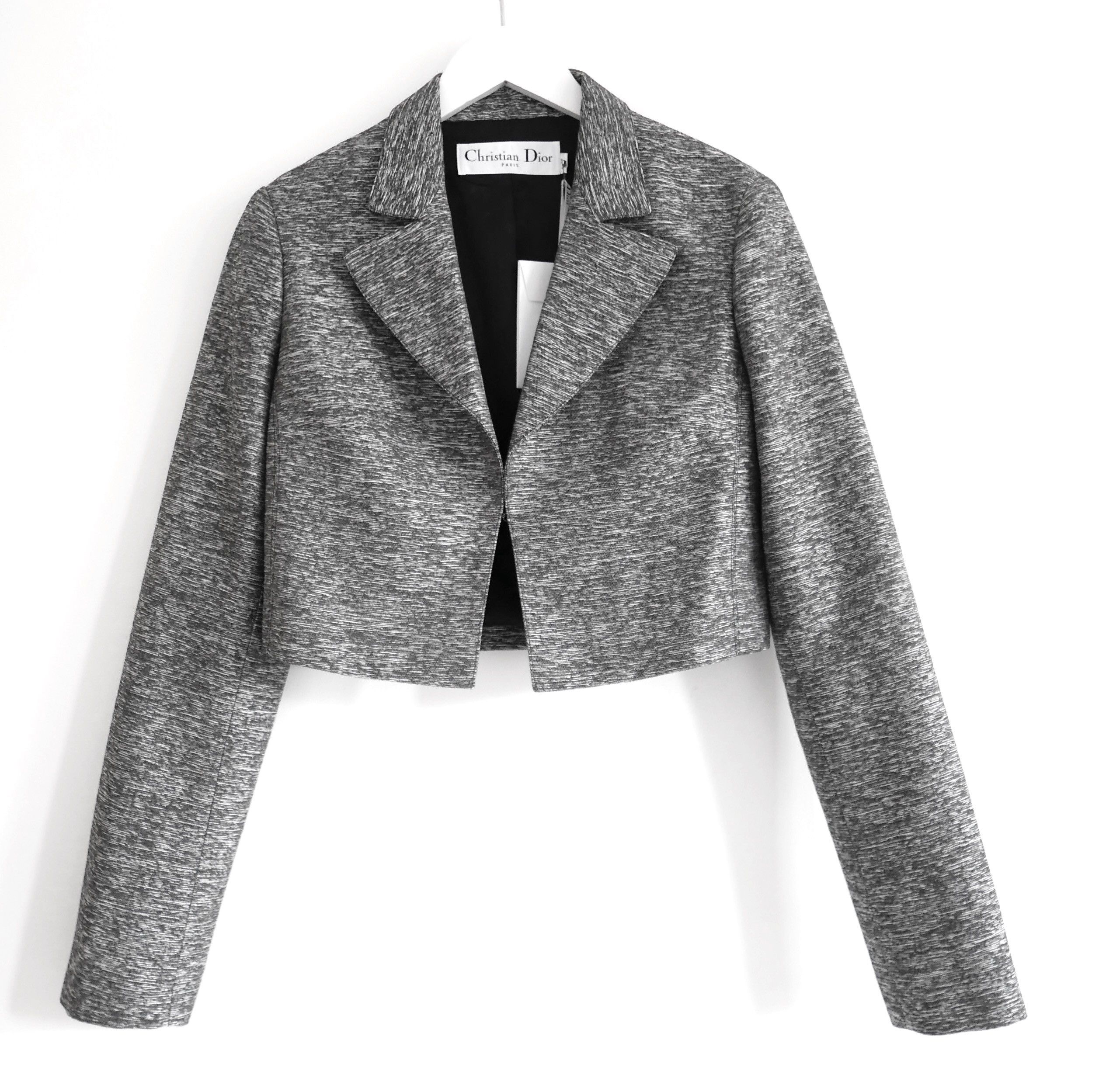 image of Dior x Raf Simons Resort 2015 Grey Textured Crop Jacket, Women's (Size XS)