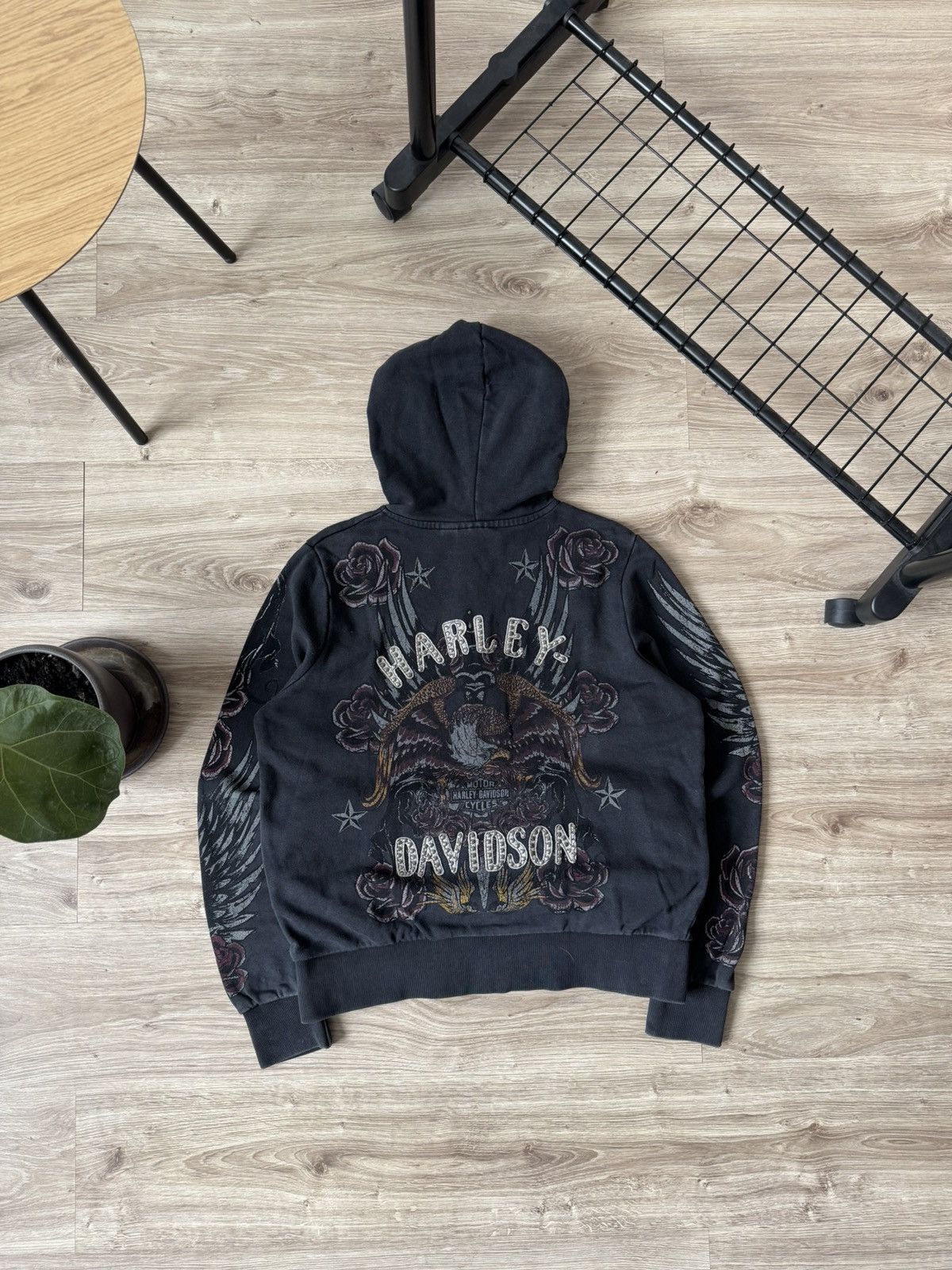 Harley Davidson Vintage Y2K Harley Davidson Tattoo Print Faded Hoodie Size L / US 10 / IT 46 - 3 Thumbnail