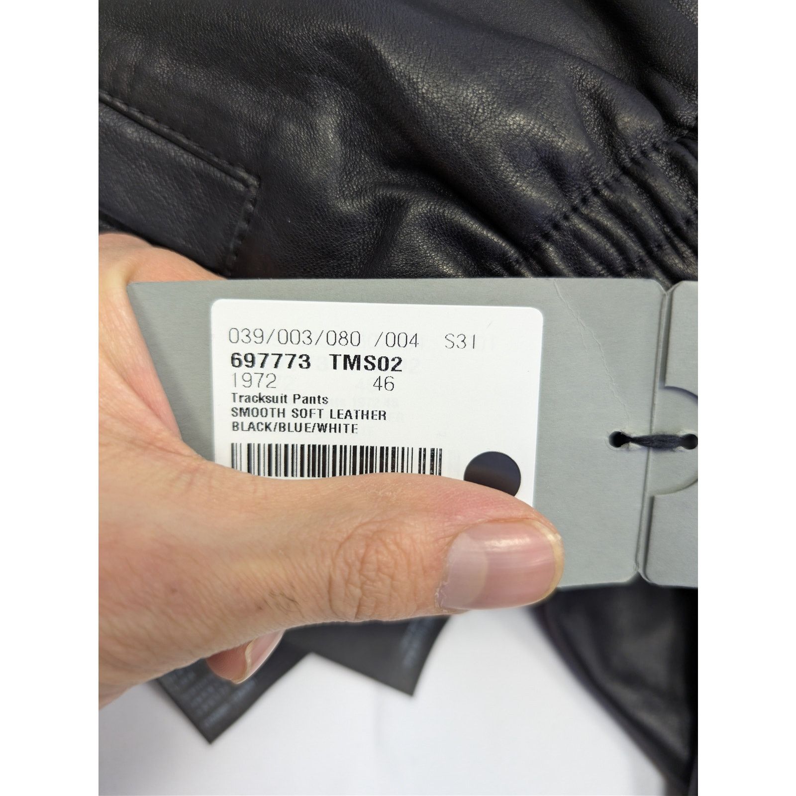 Balenciaga o1rshd1 Smooth Soft Leather Tracksuit Pants Black/Blue/White Size US 30 / EU 46 - 22 Thumbnail