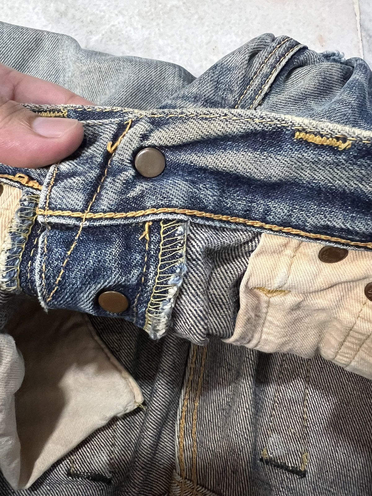 Edwin 💥INSANE💥 Vintage 90’s Edwin 505x Distressed Selvedge Jeans Size US 28 / EU 44 - 17 Thumbnail