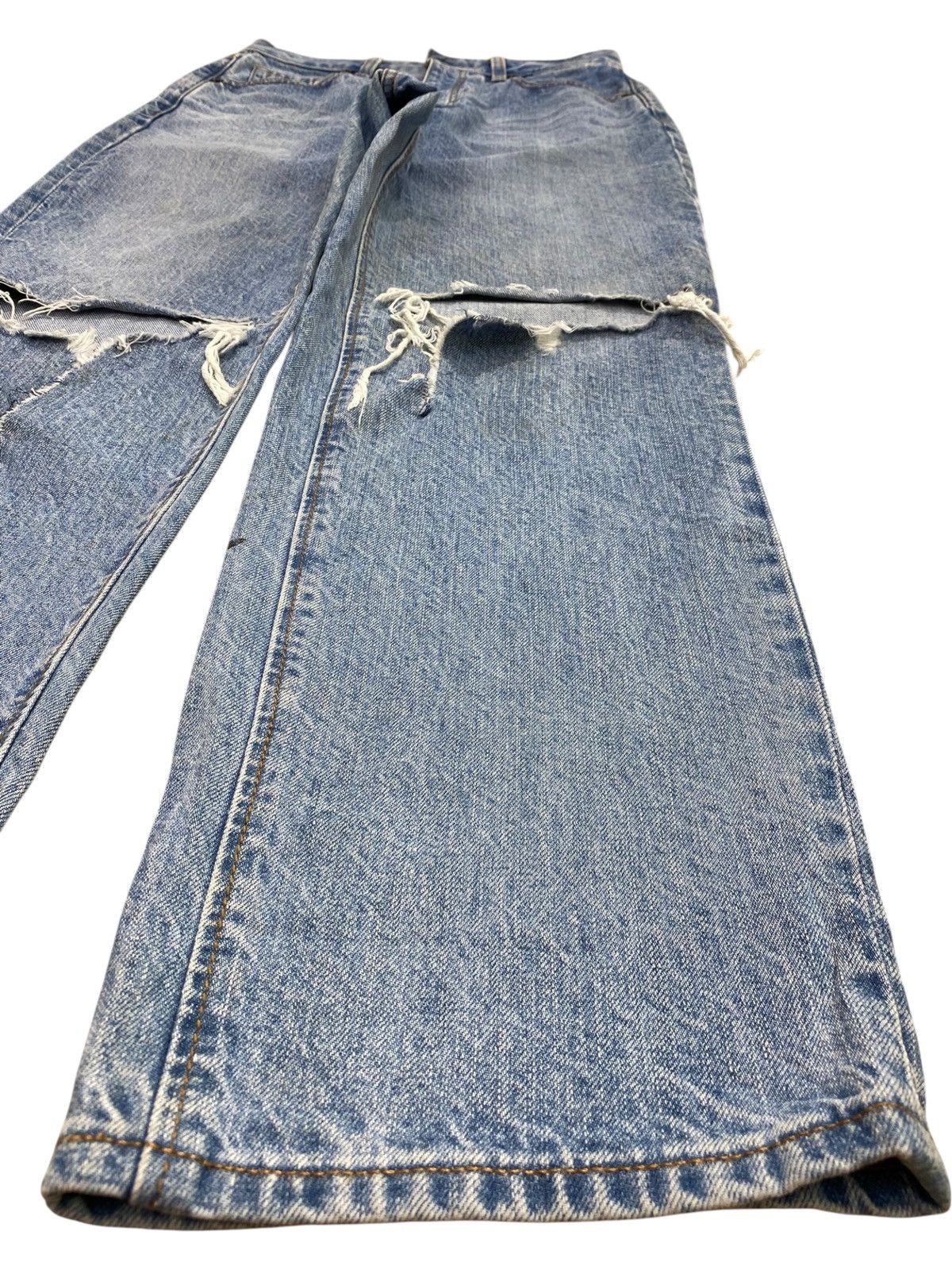 GU Vintage GU Faded Blue Wash Distress Style Jeans Size US 28 / EU 44 - 6 Thumbnail