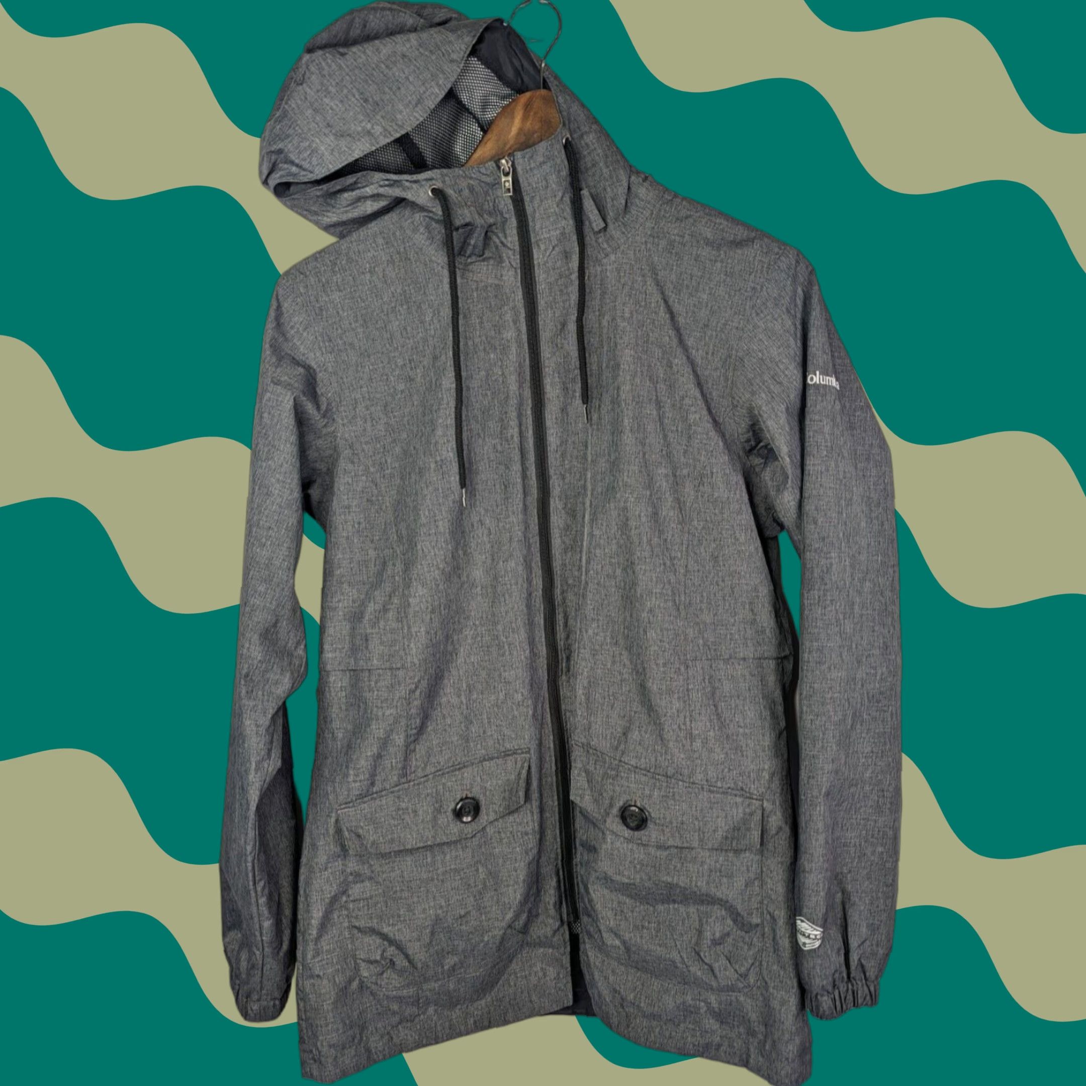 Rains Columbia Lookout View Rain Jacket Women's S Hooded Omni-Tech Dark Gray Size S / US 4 / IT 40 - 1 Thumbnail