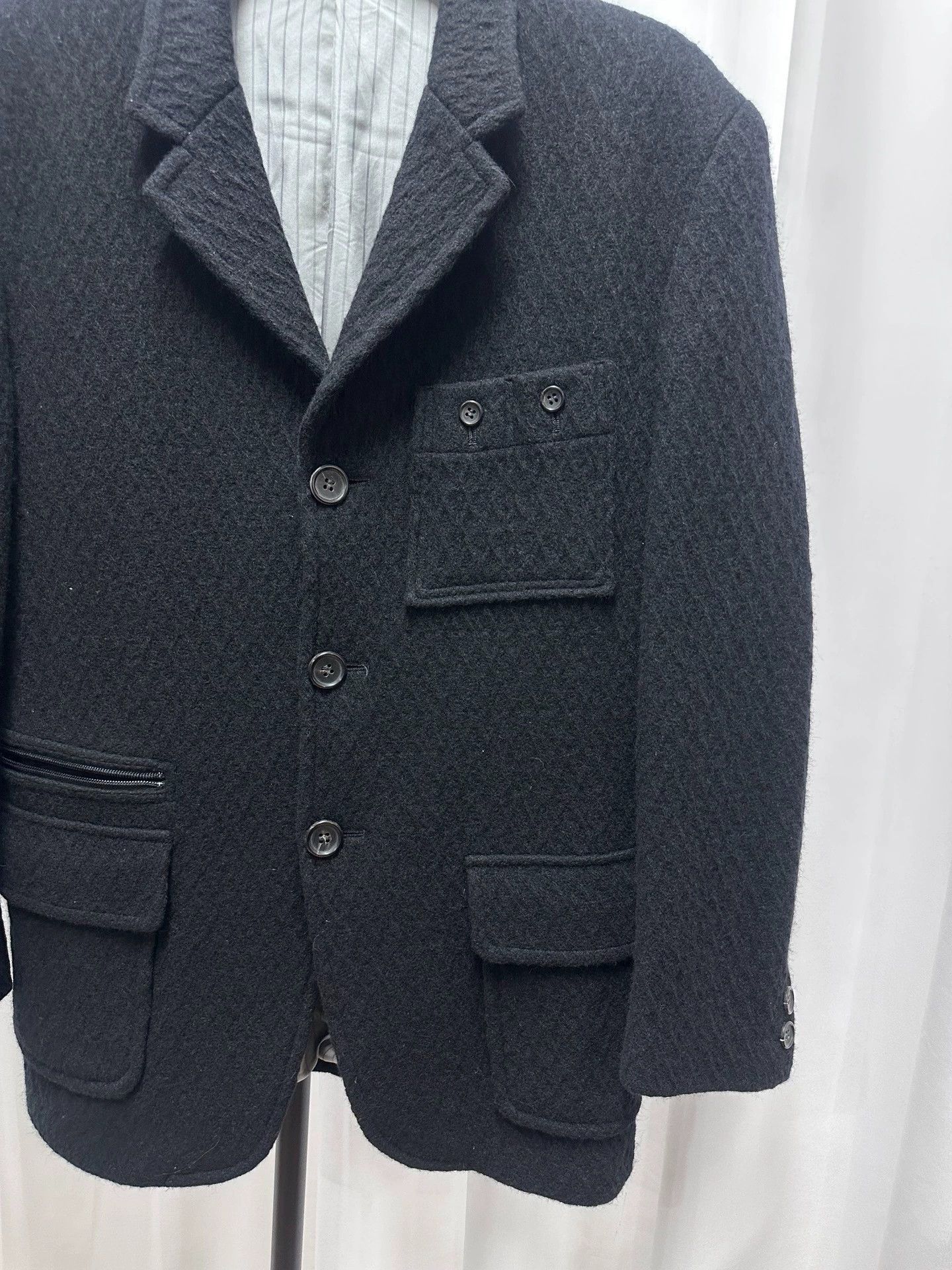 Yohji Yamamoto Yohji Yamamoto LQ Men Pkt Wool Blazer Diamond Textured Size US L / EU 52-54 / 3 - 3 Thumbnail