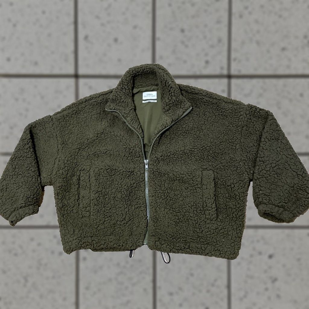 Urban Outfitters Urban Outfitters Sherpa Fleece Crop Jacket Women L Green Deep Pile Boho Outdoor Crop Jacket Size L / US 10 / IT 46 - 1 Thumbnail