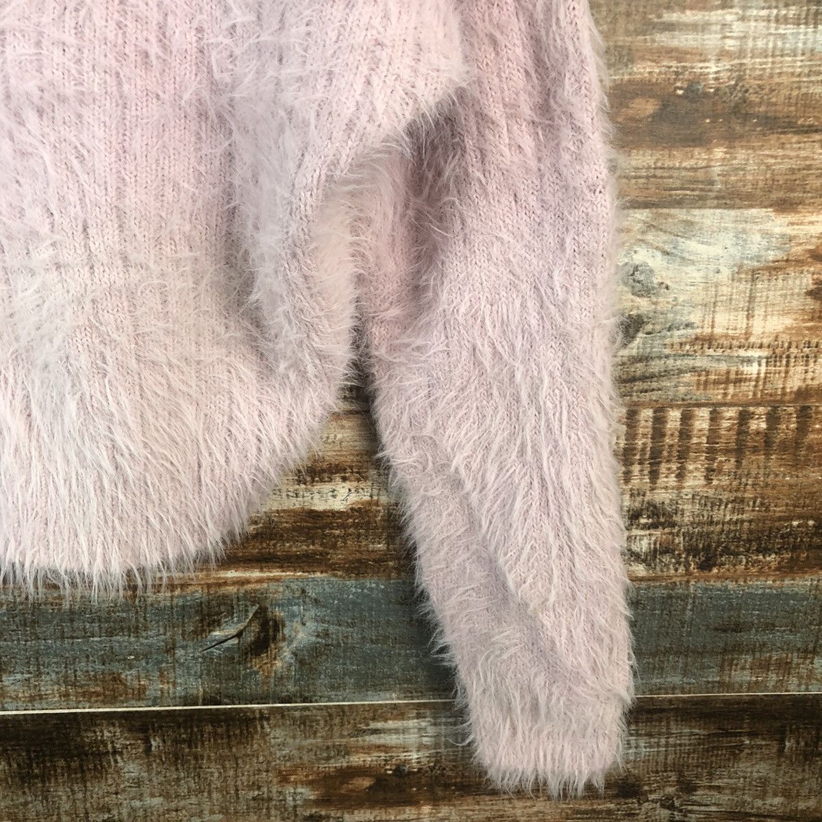 Japanese Brand DL Ingni Pink Mohair shaggy fur Knitwear #C396 Size M / US 6-8 / IT 42-44 - 8 Thumbnail