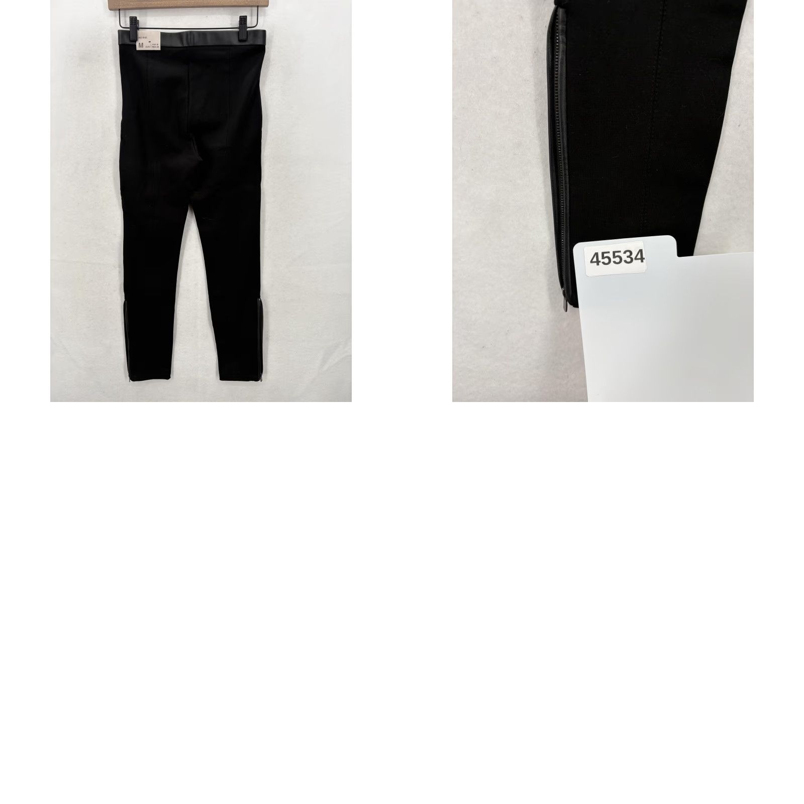 Zara Zara Trafaluc Pants Womens Medium Black Mid Rise Faux Leather Trim Leggings NWT Size 32" / US 10 / IT 46 - 10 Thumbnail