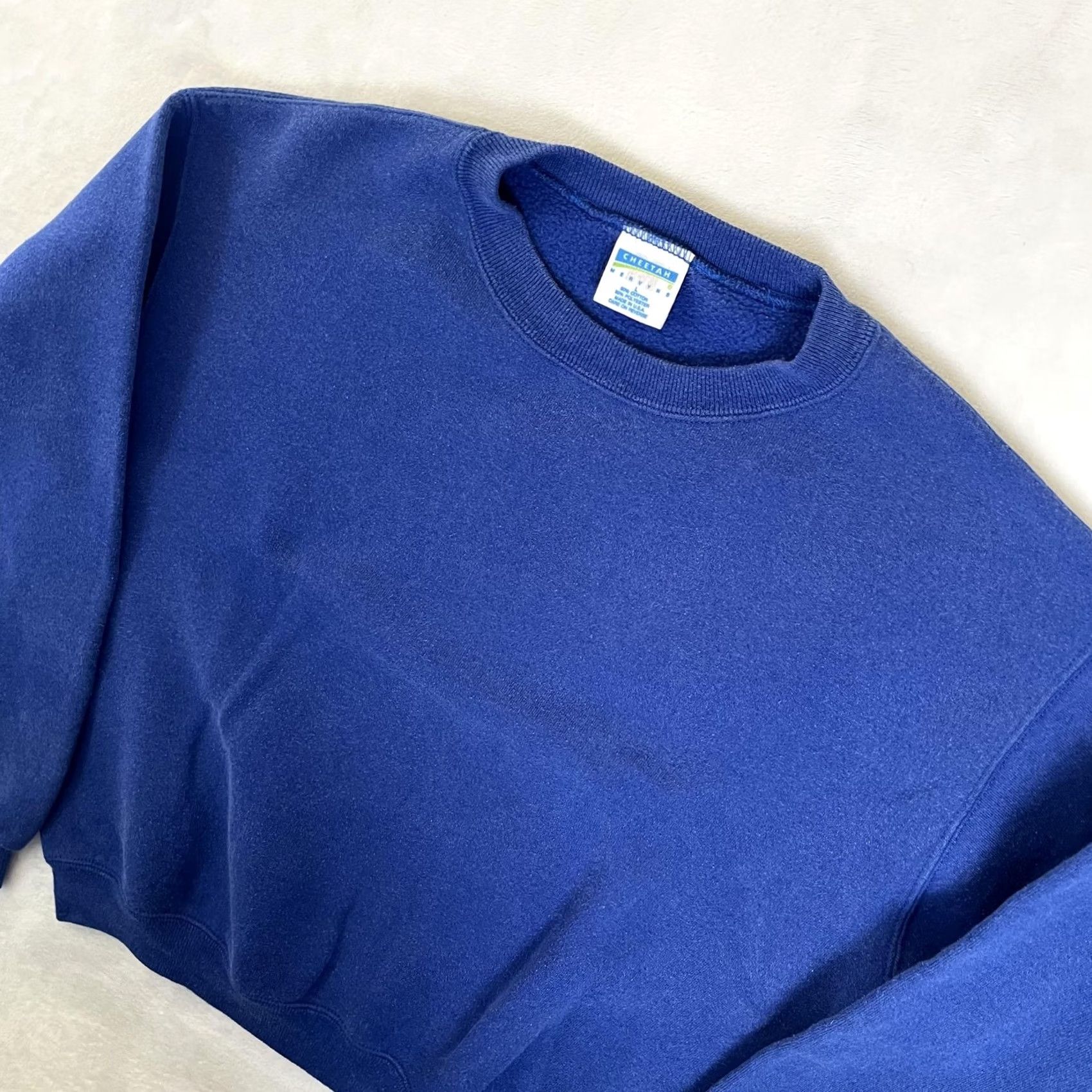 Vintage Cheetah Sweatshirt Mens Large Blue Crewneck Fleece Blank USA 90s Vintage Size US L / EU 52-54 / 3 - 3 Thumbnail