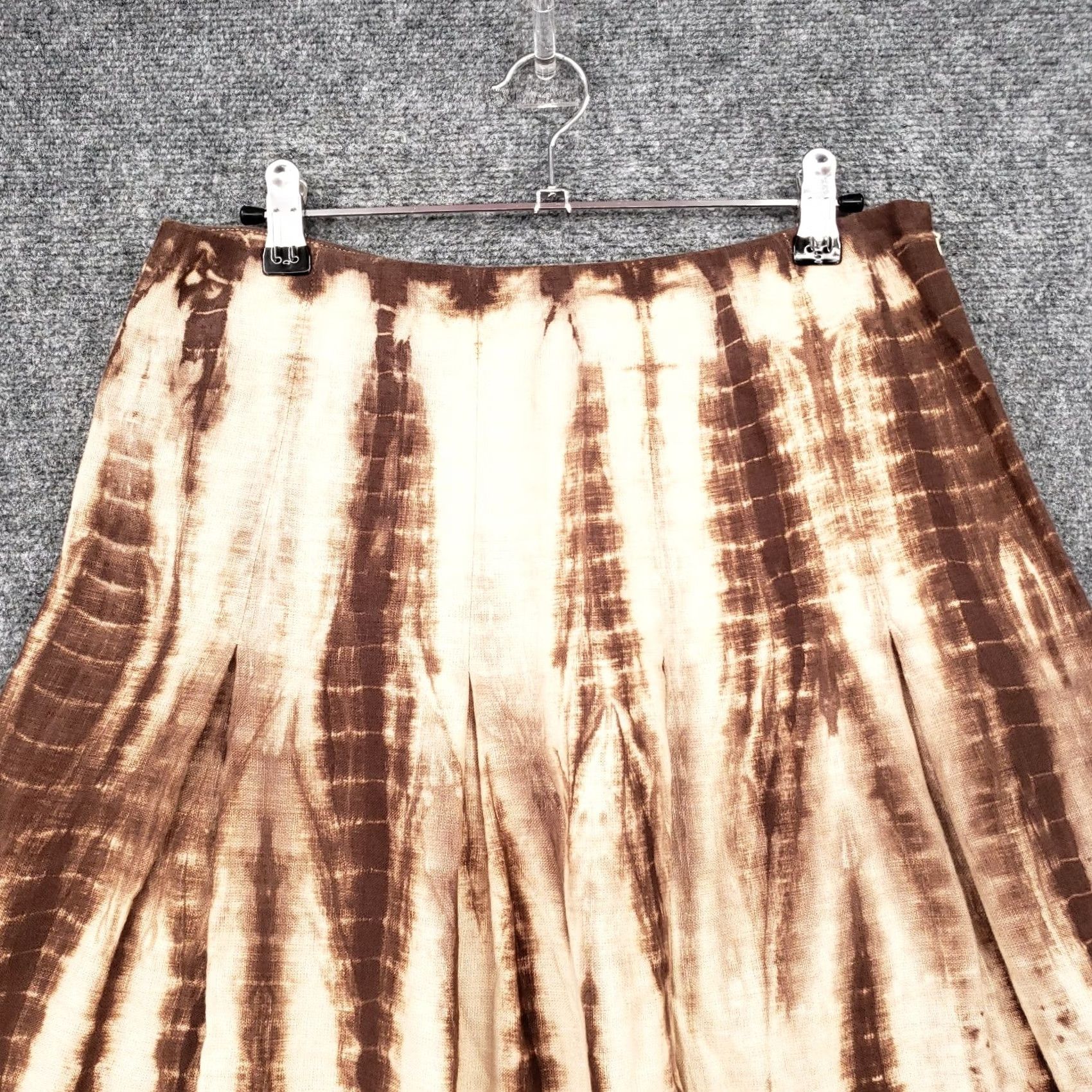 Michael Kors Michael Kors Skirt Womens Brown Linen Midi A-Line Side Zip Casual Boho Tie Dye Size 4 Size 27" / US 4 / IT 40 - 3 Thumbnail