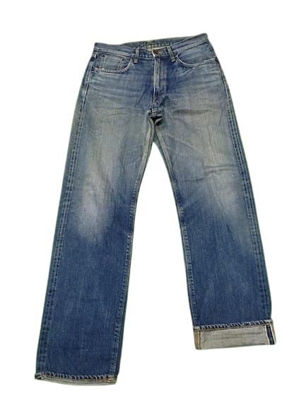 EDWIN 505 SELVEDGE DISTRESSED JEANS FADED BLUE