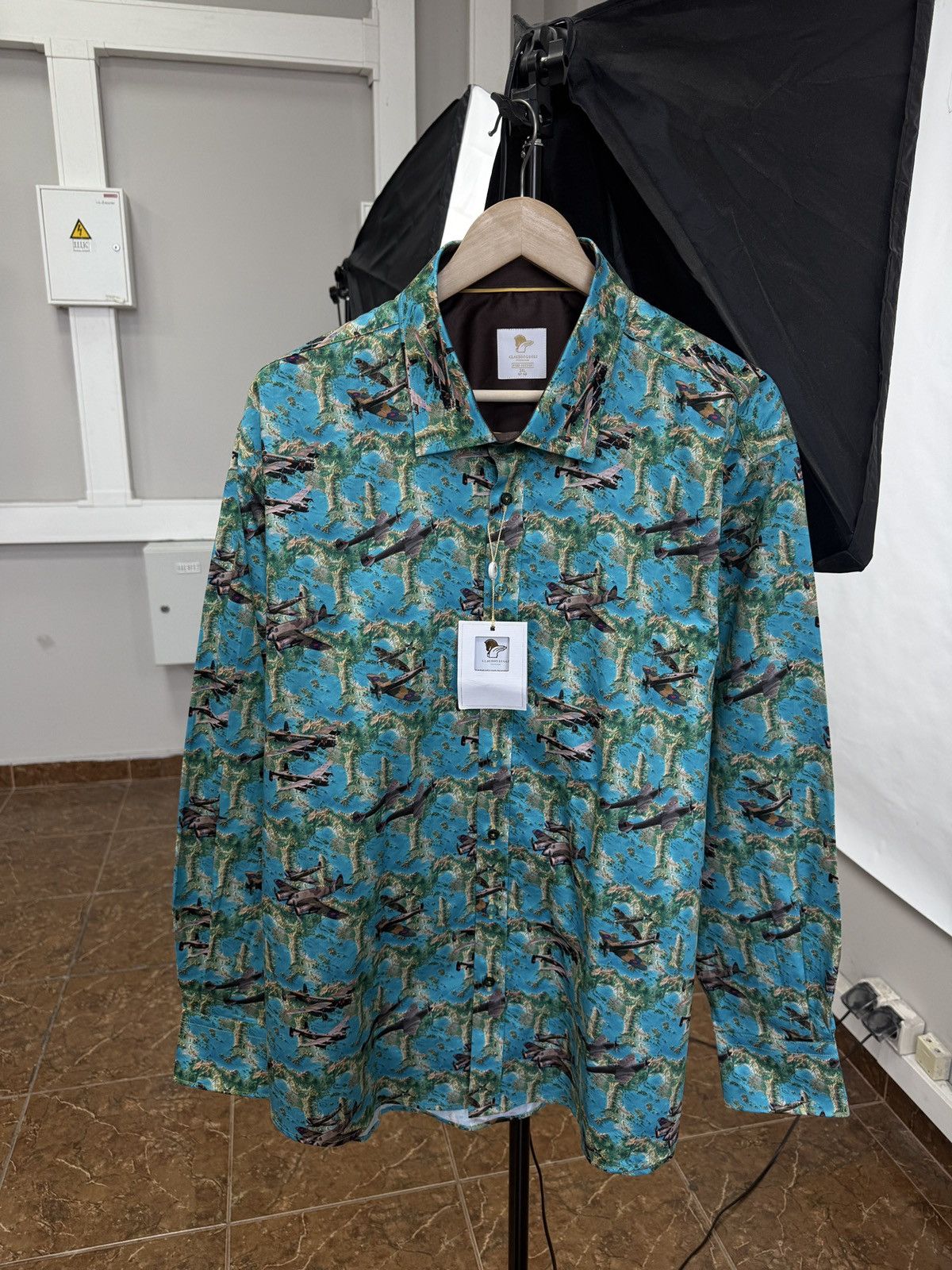 Other ❗️NEW 🇮🇹 Claudio Lugli Lancaster Sky Airplane Luxury Shirt Size US XXL / EU 58 / 5 - 2 Thumbnail