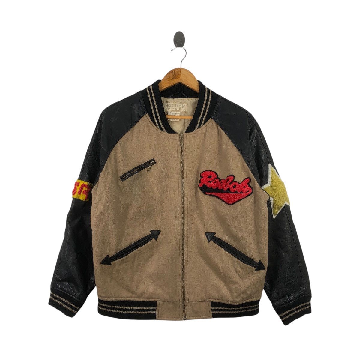 Reebok × Vintage Vintage 90s REEBOK USA Sportswear Varsity Leather Jacket Size US S / EU 44-46 / 1 - 2 Thumbnail