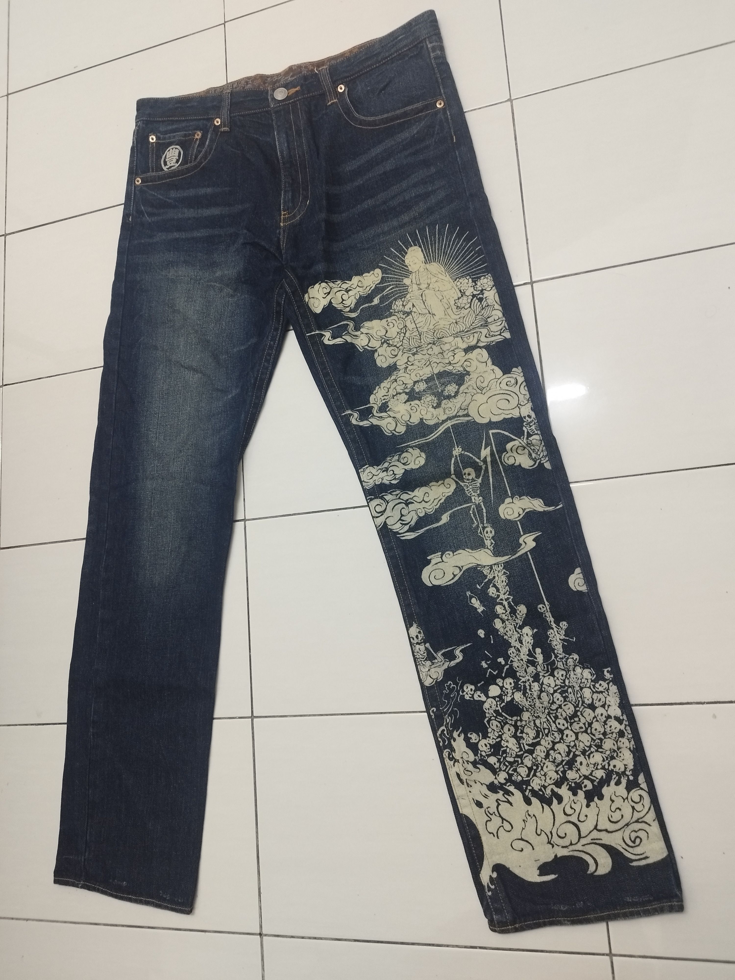 Japanese Brand 💥Buddha Design Jeans💥 Size US 38 / EU 54 - 3 Thumbnail
