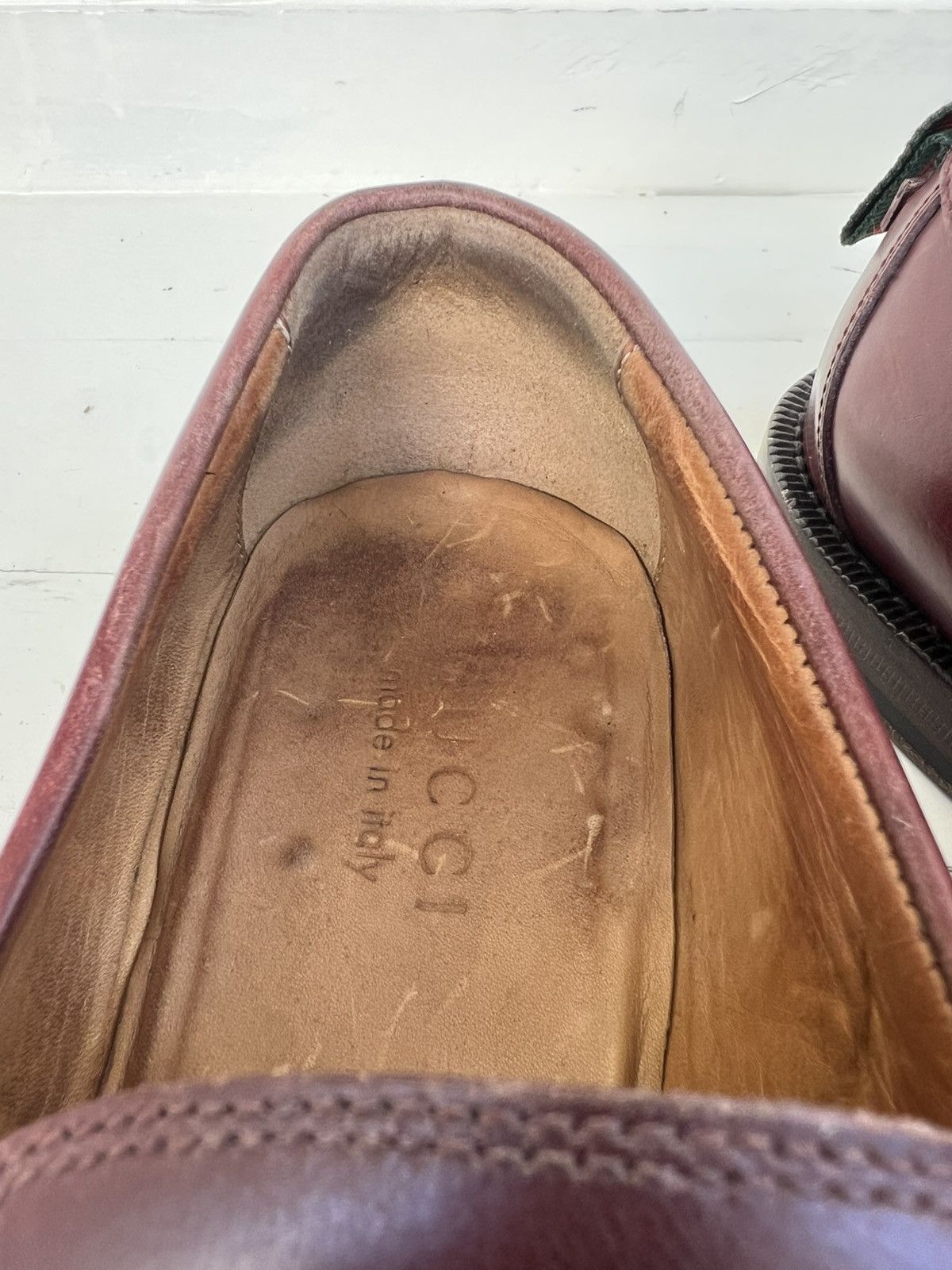 Gucci Gucci Men Spirit web Penny Loafer Burgundy Leather Shoes Size US 8 / EU 41 - 12 Thumbnail