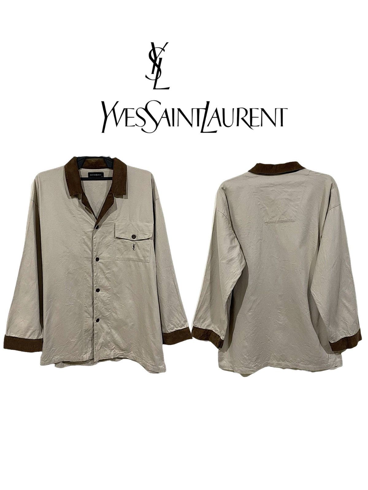 Yves Saint Laurent Yves Saint Laurent Velvet Corduroy Shirts Size US M / EU 48-50 / 2 - 2 Thumbnail