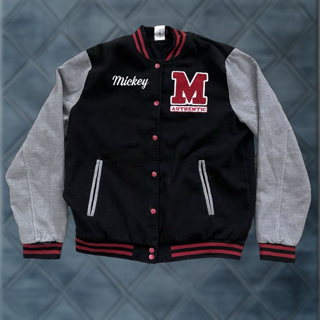 Disney Disney Store Mickey Mouse Letterman Jacket Varsity Coat Snap Lined Black Size Large Mens Size US L / EU 52-54 / 3 - 1 Thumbnail
