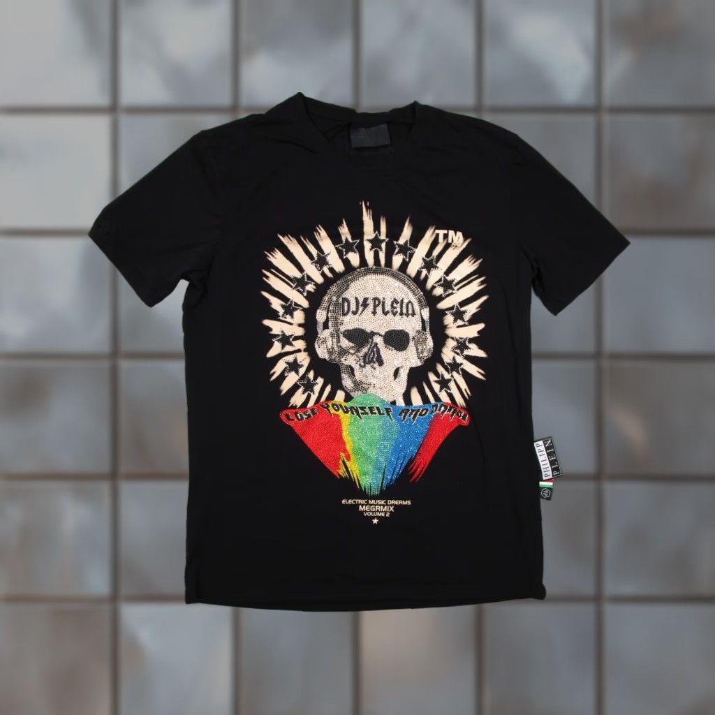 Philipp Plein PHILIPP PLEIN Shirt Mens 2XL Black Skull DJ Plein Short Sleeve Rhinestone Crew Neck T-Shirt - 100% Cotton • Made in Italy - Vintage: No - Regular Fit Size US XXL / EU 58 / 5 - 1 Thumbnail