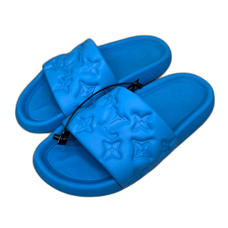 Blue LV Embossed Slide Sandals Size 42-yf