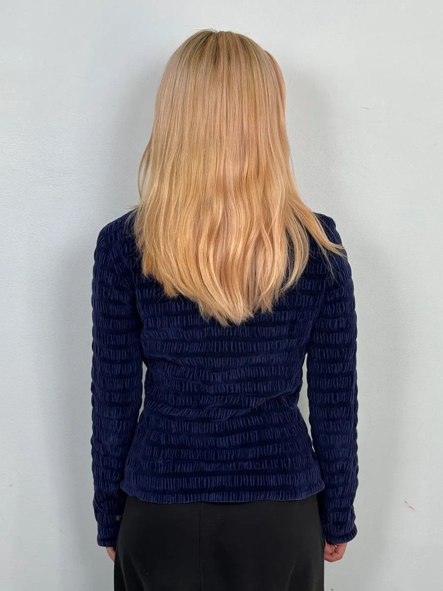 Gianfranco Ferre 1990s Gianfranco Ferré Navy Velvet Zip-up Jacket Size S / US 4 / IT 40 - 3 Thumbnail
