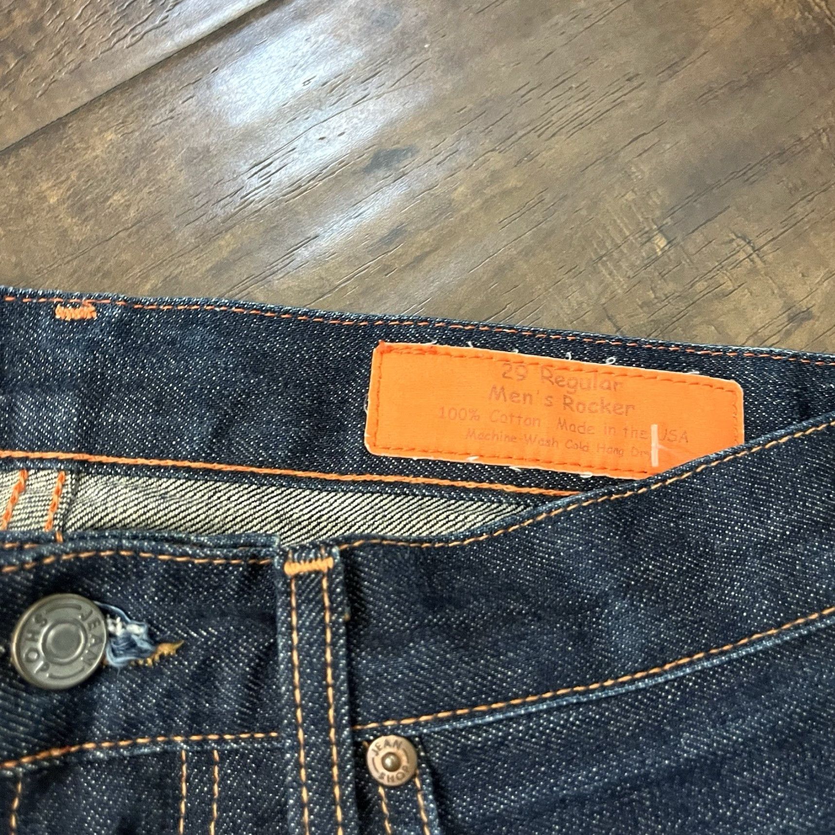 Jean Shop VINTAGE Jean Shop Selvage Jeans Men 29x29 Straight Fit Denim USA Made Dark Blue Size US 29 - 4 Thumbnail