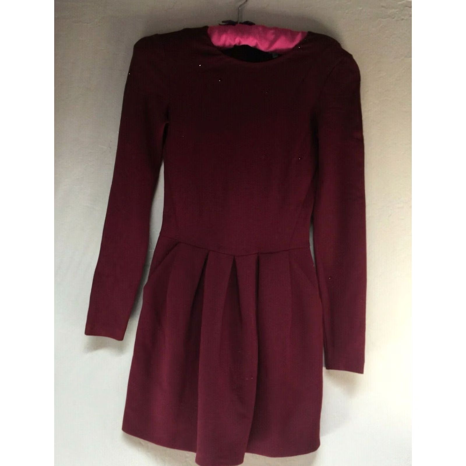 Vintage Wilfred Women's Long Sleeve Fit & Flare Tartine Dress Plum Size 2 2D 10 Size XS / US 0-2 / IT 36-38 - 2 Thumbnail