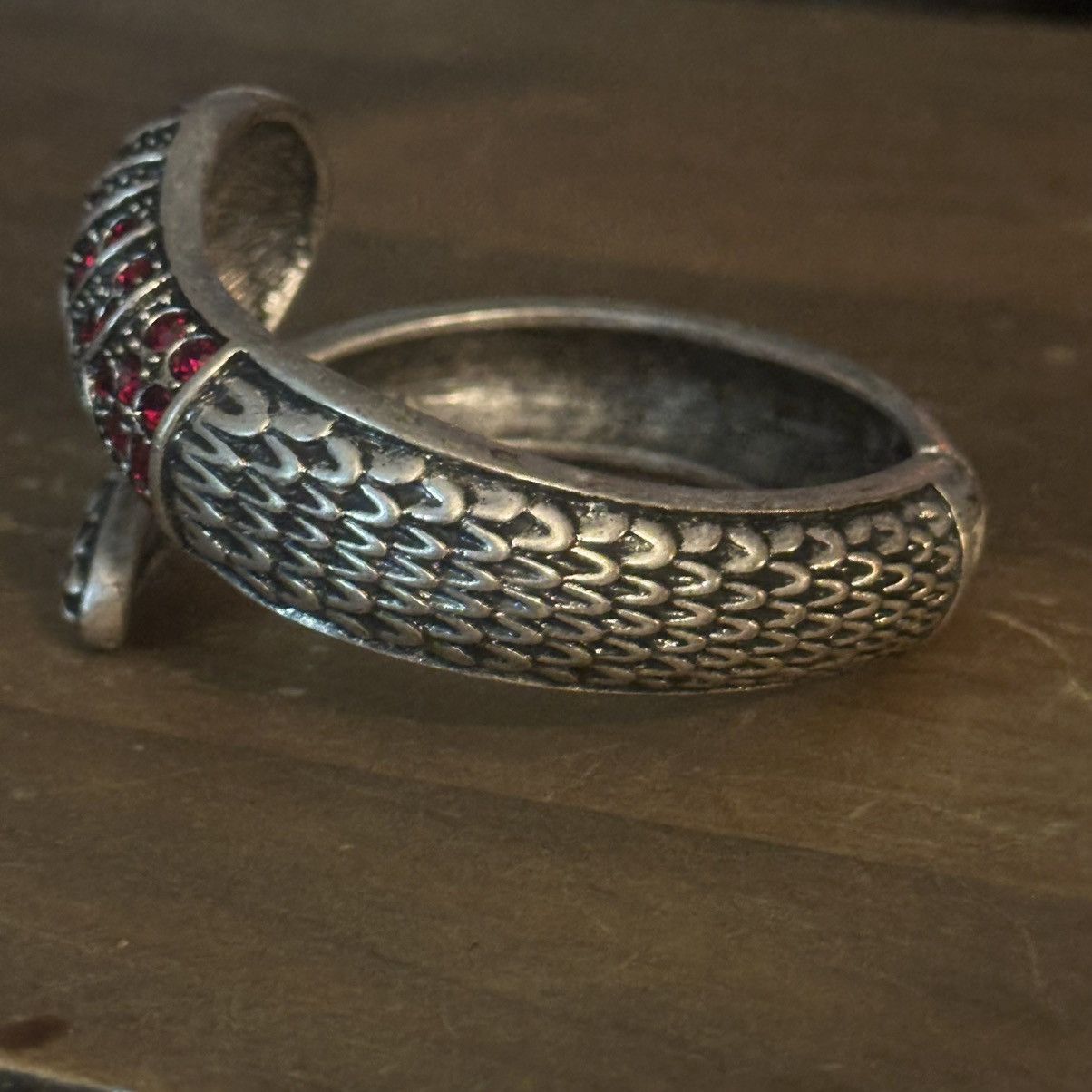 Vintage Vintage silver red rhinestone snake wrap bangle bracelet Size ONE SIZE - 5 Thumbnail