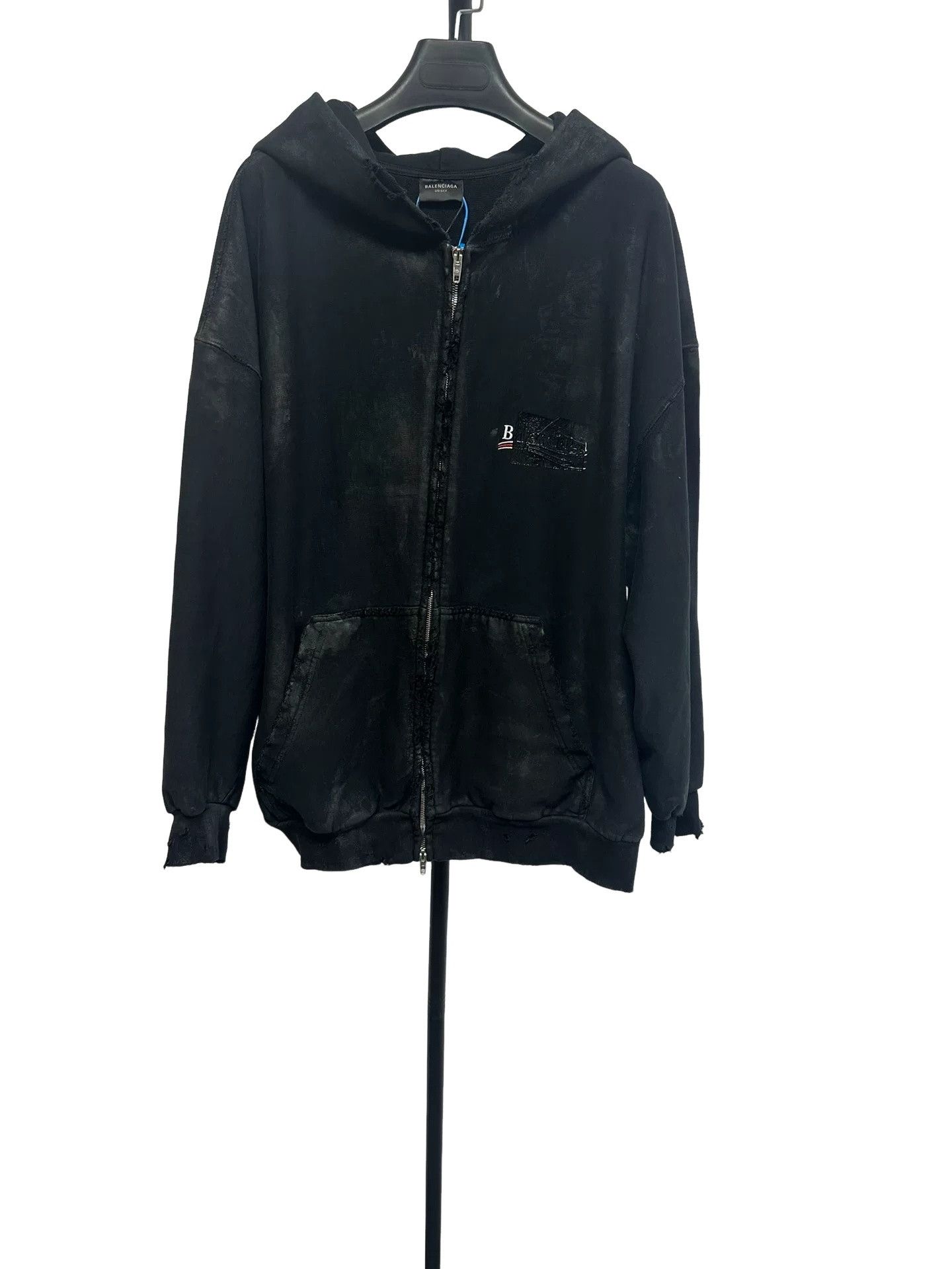 Balenciaga Balenciaga Tie-Dye Flag Logo Zip Hoodie M Size US M / EU 48-50 / 2 - 1 Thumbnail