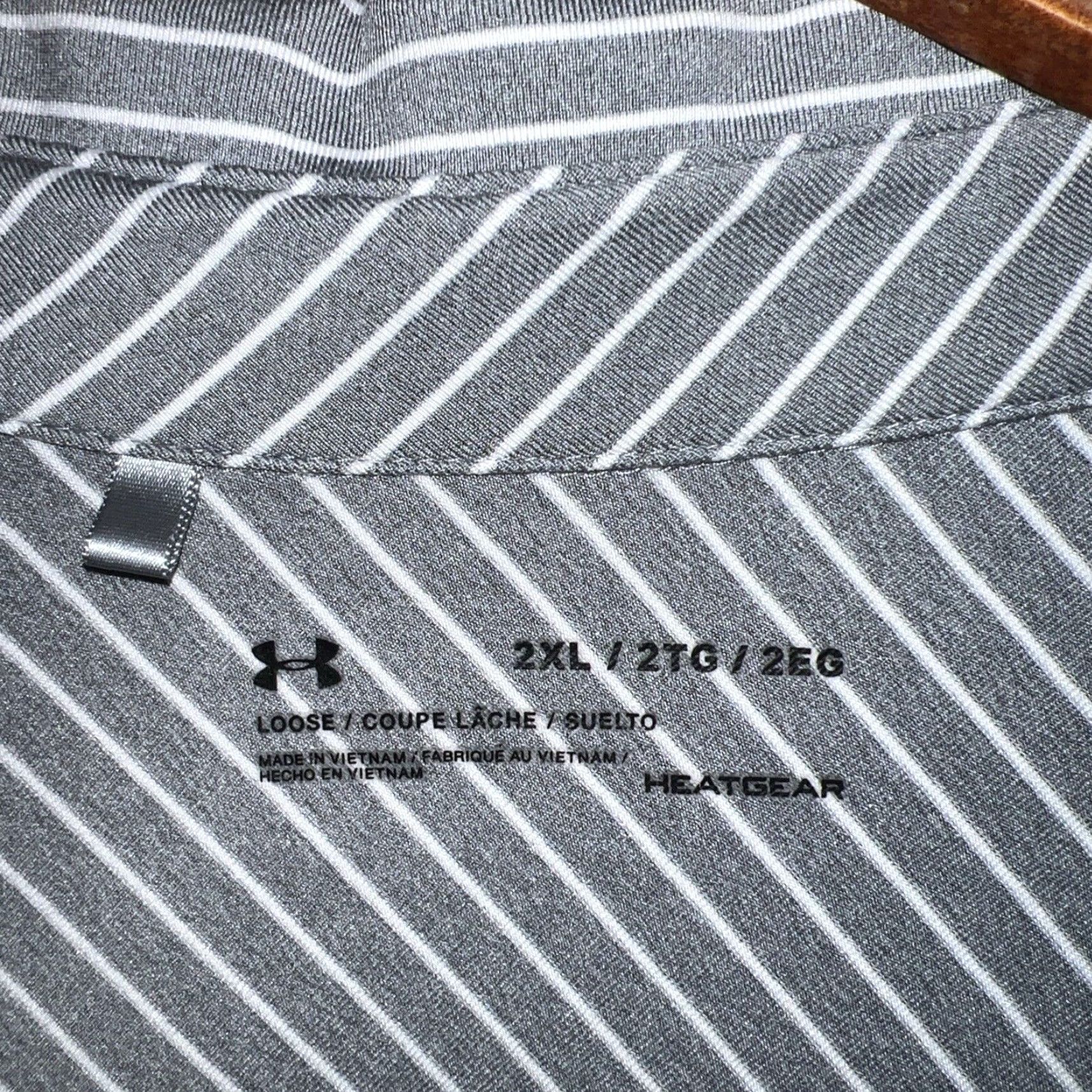 Under Armour VINTAGE Under Armour HeatGear Gray Striped Polo Shirt Mens 2XL Size US XXL / EU 58 / 5 - 3 Thumbnail