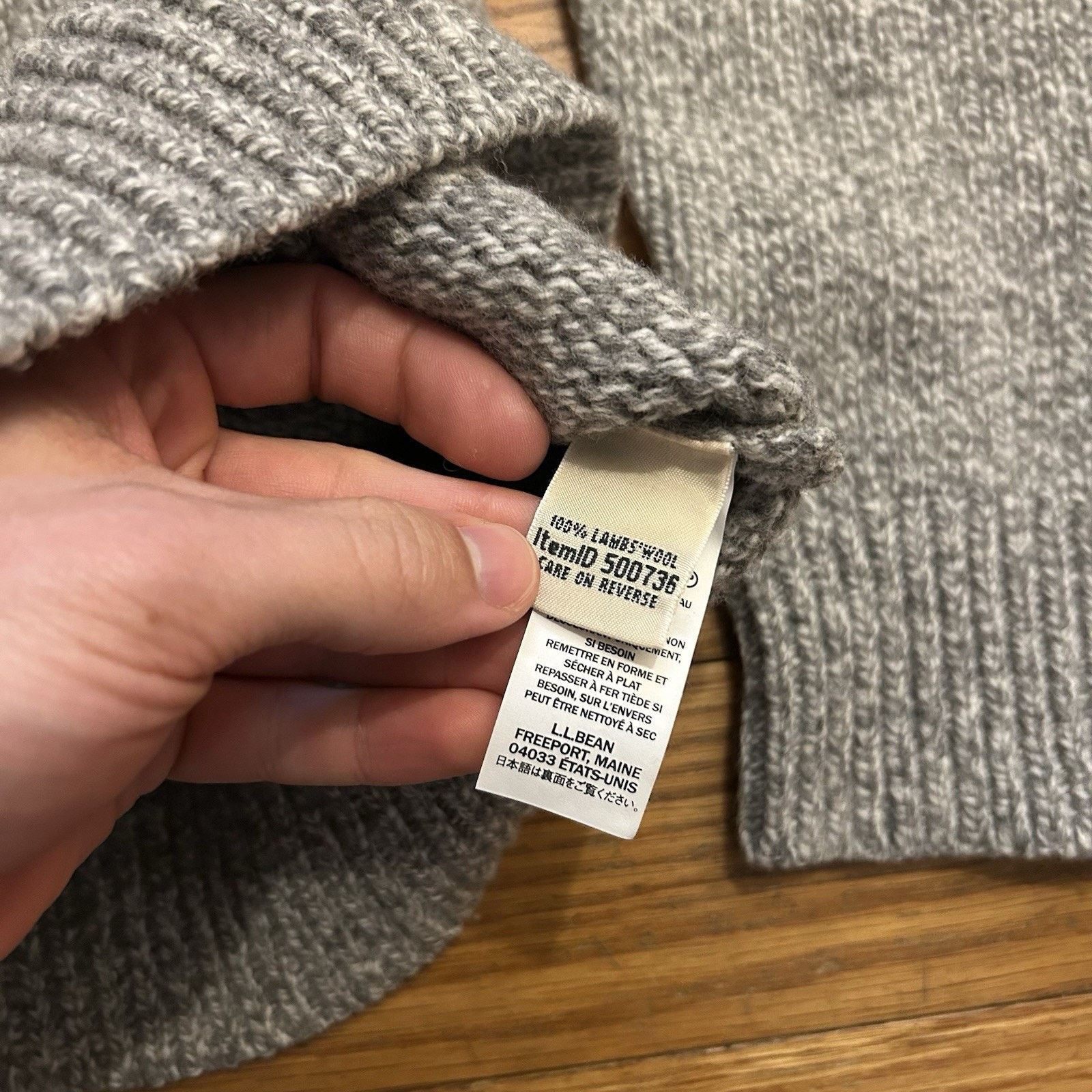L.L. Bean NEW Lambs Wool Knit Zip Kangaroo Pocket Speckled Sweater Size L / US 10 / IT 46 - 5 Thumbnail