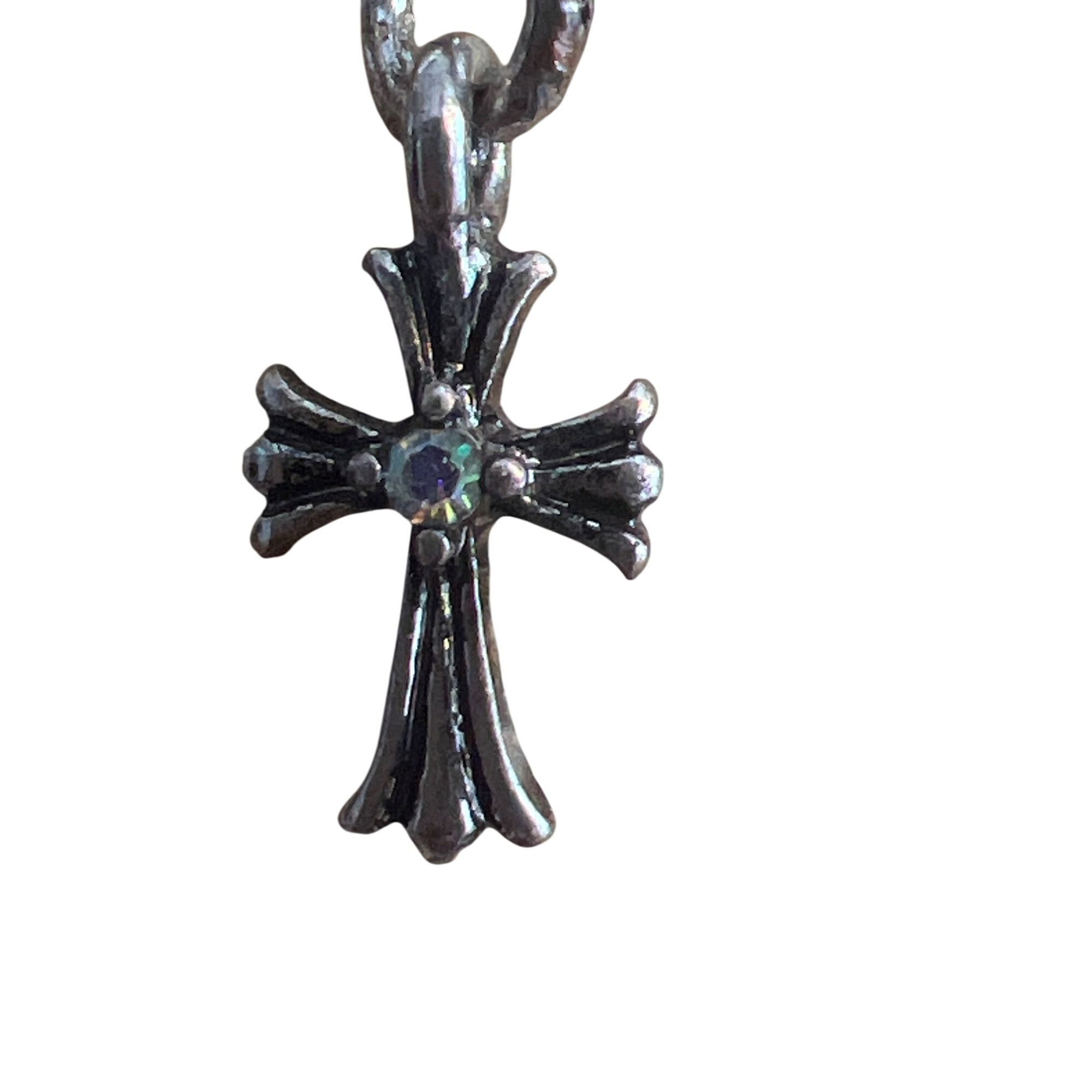 Other Vintage Silver Tone Dangle Drop Earrings Cross Aurora Boreal Size ONE SIZE - 3 Thumbnail