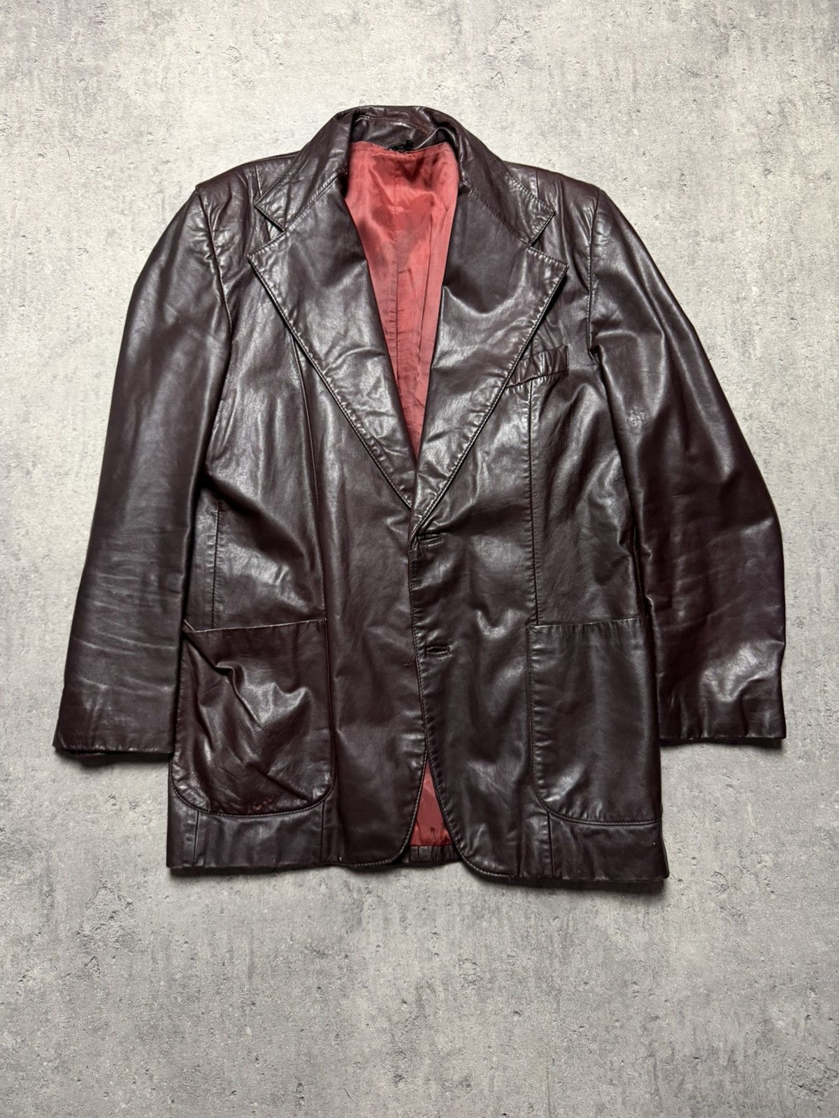 Yves Saint Laurent Ysl yves saint laurent leather jacket l burgundy avant garde Size US L / EU 52-54 / 3 - 2 Thumbnail