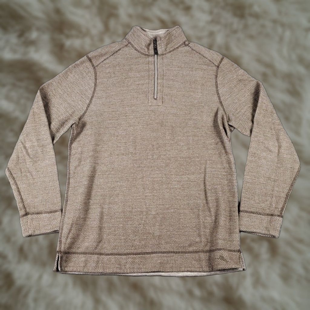 Tommy Bahama Tommy Bahama Mens Small Beige 1/4 Zip Pullover Sweater Cotton Blend Long Sleeve Size US S / EU 44-46 / 1 - 1 Thumbnail