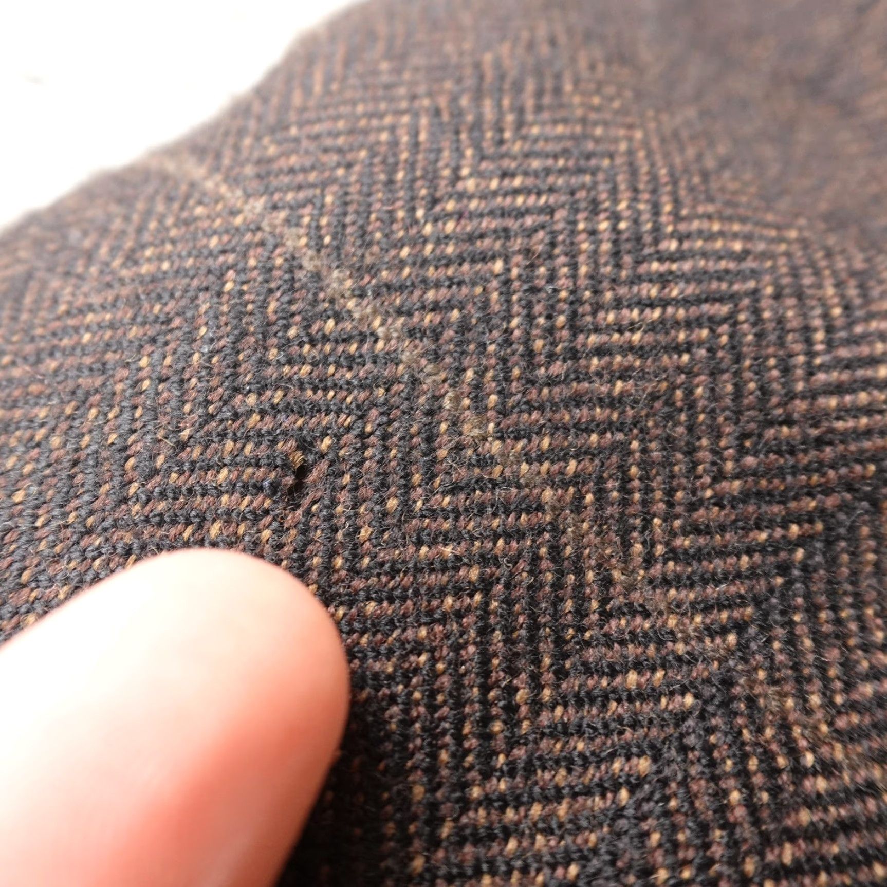 Vintage VINTAGE Alan Flusser Blazer Sport Coat Brown Herringbone Wool Cashmere 44 Regular Mens Jacket Size 44R - 4 Thumbnail