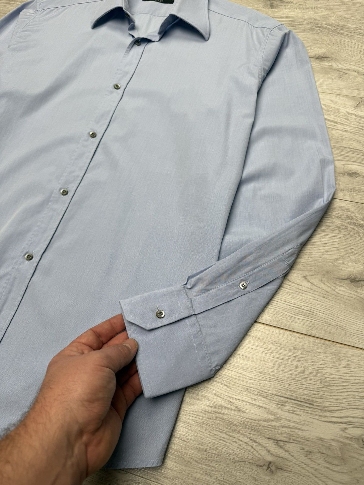 Gucci Vintage Gucci Men’s Blue Cotton Long Sleeve Button Up Shirt Size US L / EU 52-54 / 3 - 9 Thumbnail