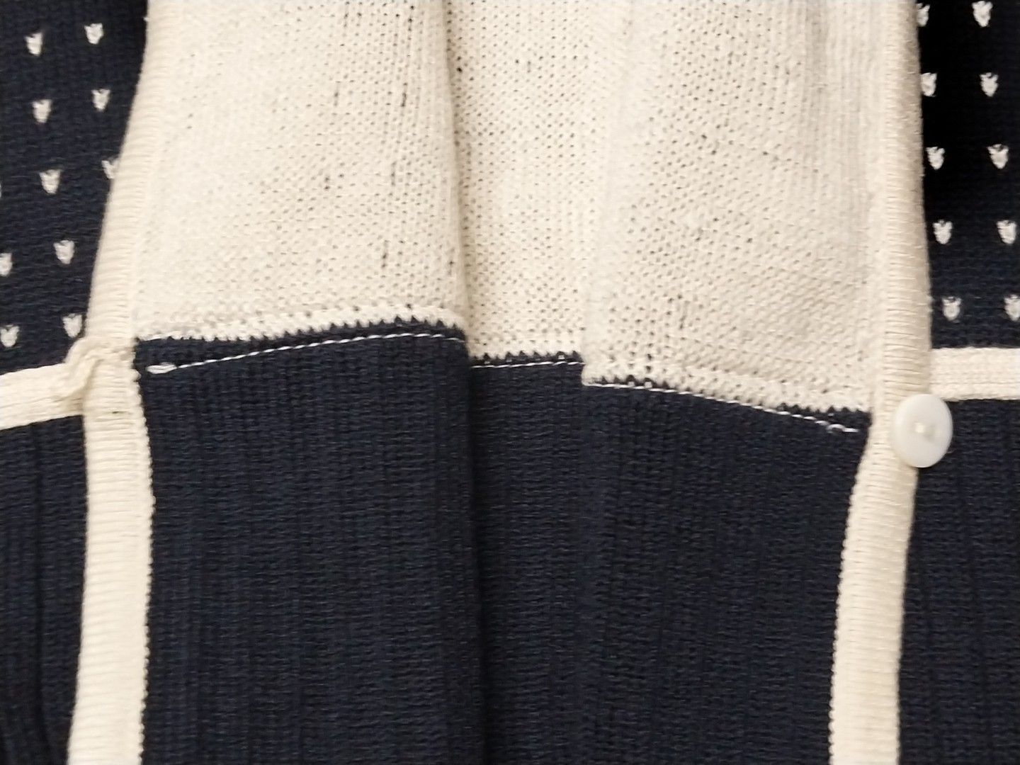 Liz Claiborne Vintage 90s Liz Claiborne Womens Medium Navy/Cream Cardigan Size M / US 6-8 / IT 42-44 - 6 Thumbnail