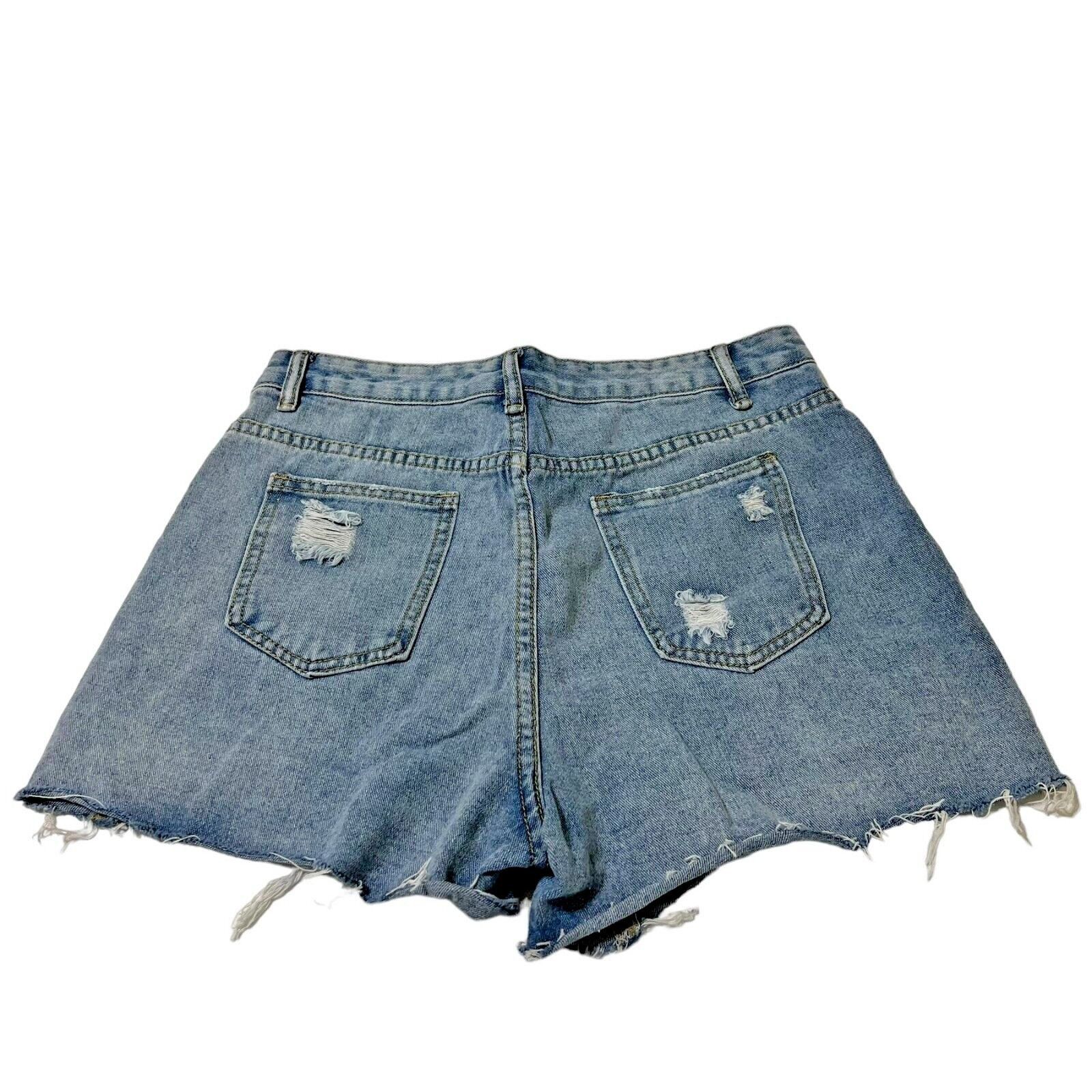 Shein Shein Blue Jean Short Women Large Frayed Distressed Cut Off Size 30" / US 8 / IT 44 - 4 Thumbnail