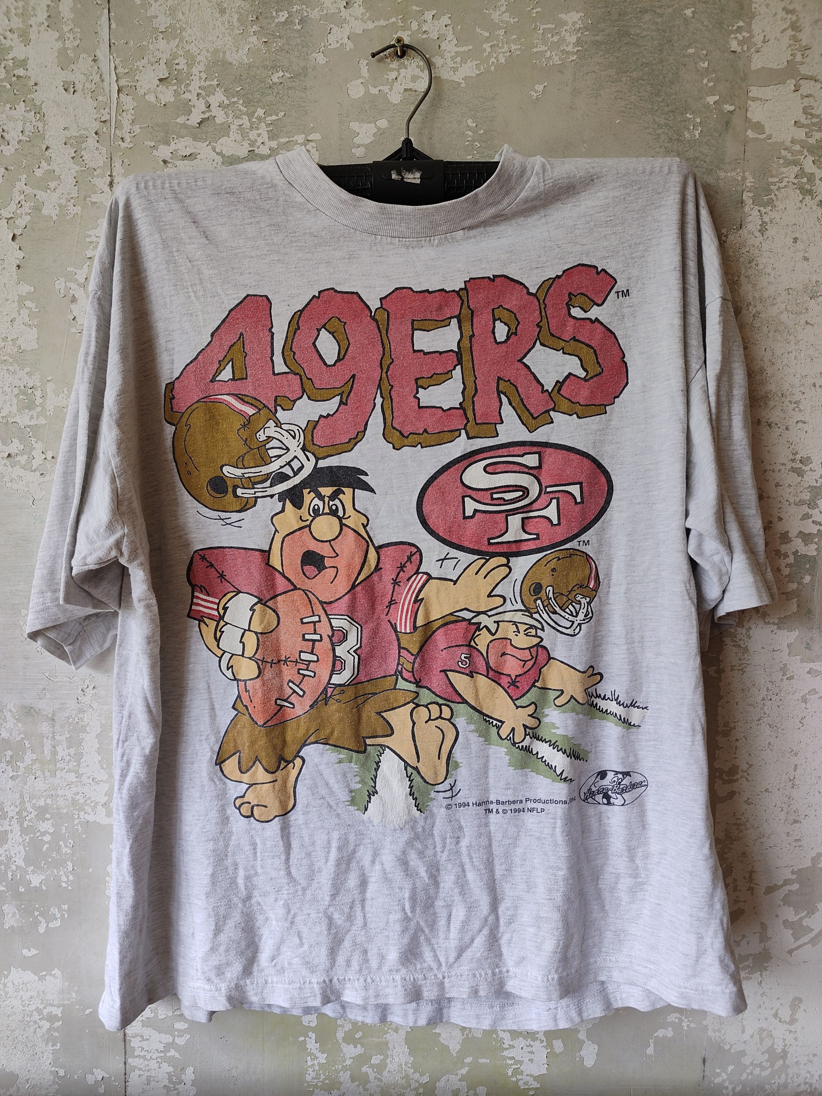 image of Vintage Flinstones 49Ers Nhl San Francisco T-Shirt 90's in Grey, Men's (Size XL)