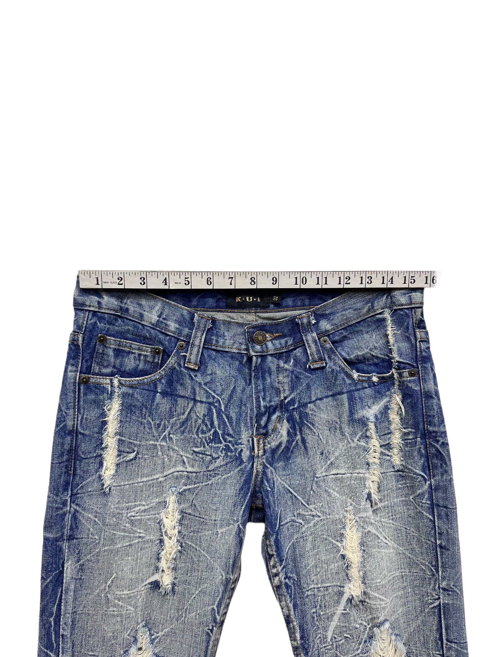 Japanese Brand SICK🔥Vtg KUI Acid Wash Ripped Flare Denim Size US 31 - 10 Thumbnail