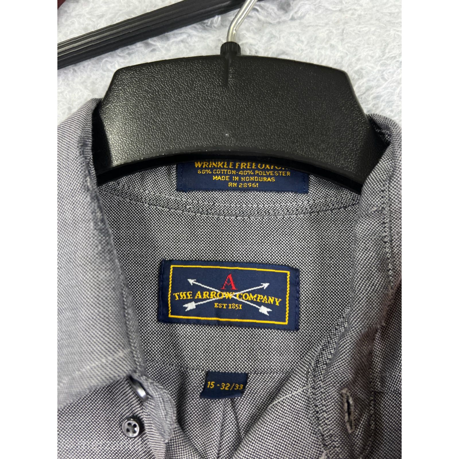 Arrow Arrow Shirt Mens 33 Gray Button Up Long Sleeve Oxford Cotton Poly Regular Size US XS / EU 42 / 0 - 3 Thumbnail
