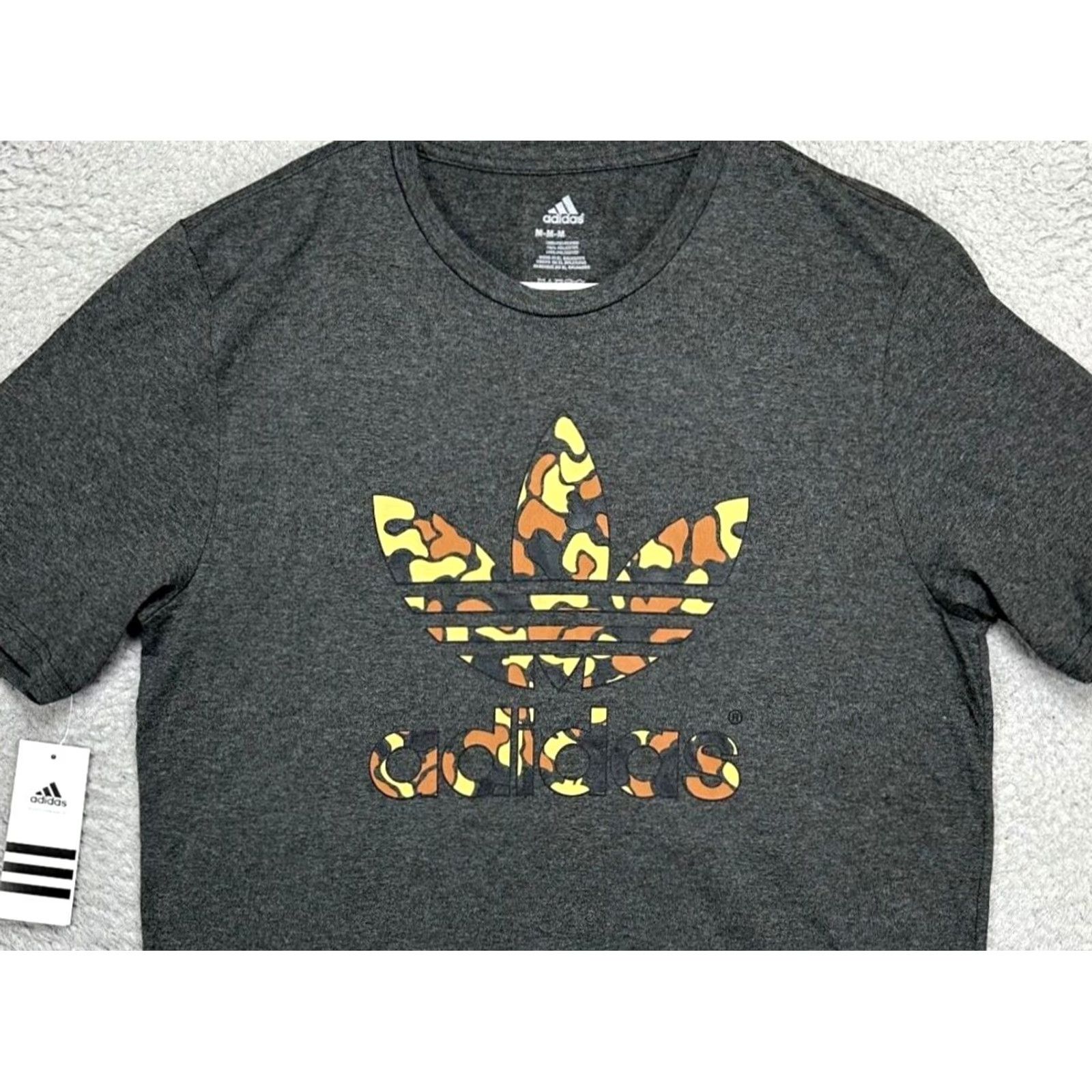 Adidas Adidas Shirt Mens Medium Grey Tee T-Shirt Crew Neck Short Sleeve Camo Logo NEW Size US M / EU 48-50 / 2 - 2 Thumbnail